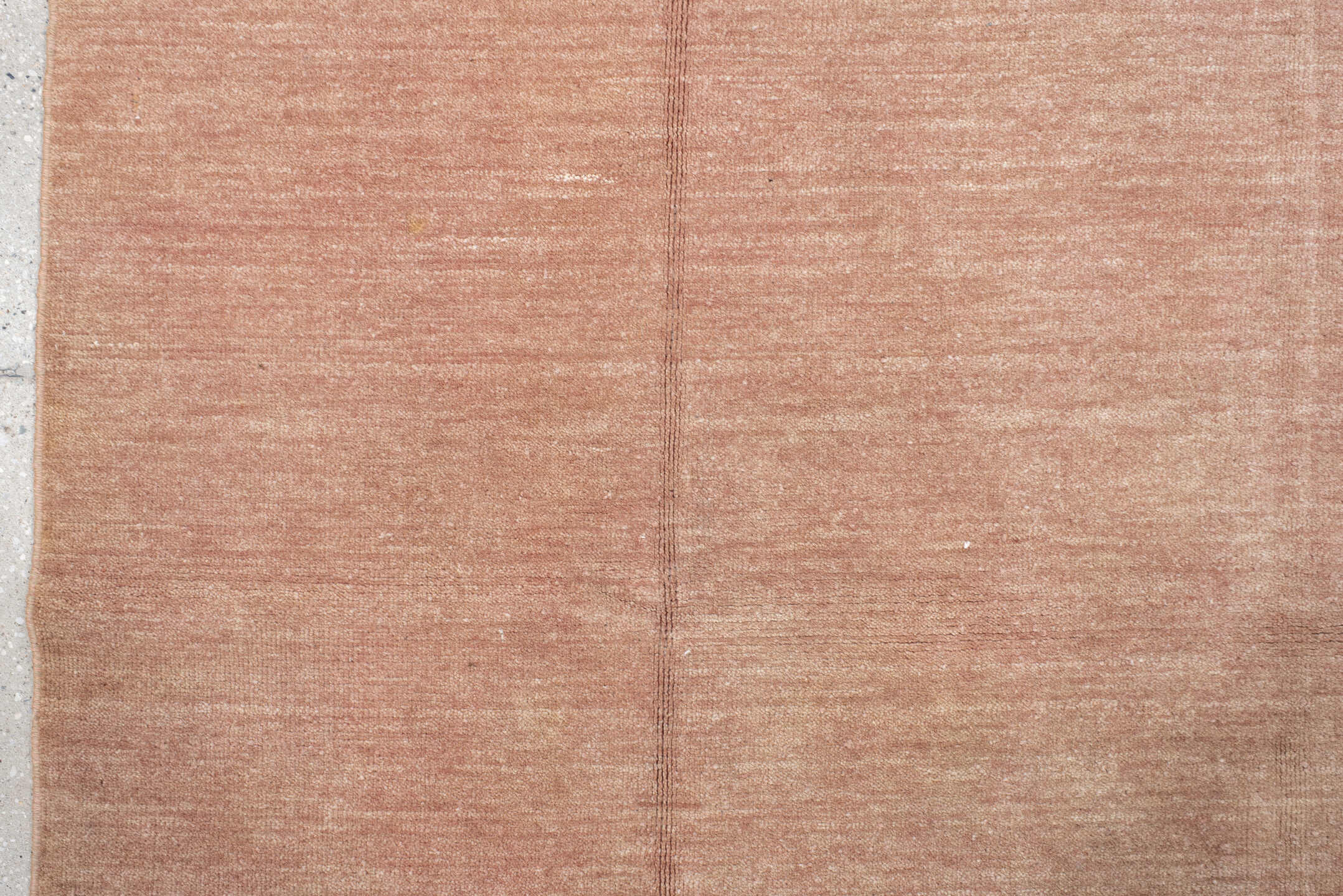 5' x 7' one-of-a-kind handmade vintage Gabbe rug. Color palette: blush, rose, ivory, taupe, pink, red, beige, gray