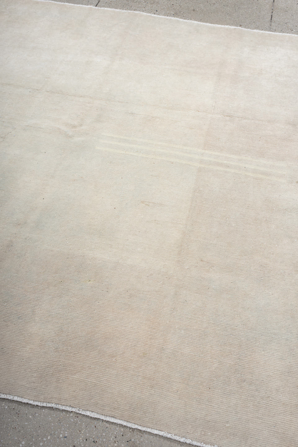 6' x 6' one-of-a-kind handmade vintage Tibetan rug. Color palette: ivory, cream, beige, taupe, gray