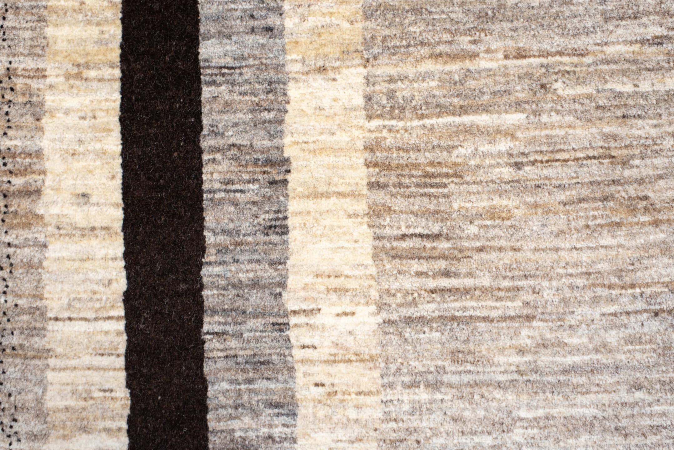 4' x 6' one-of-a-kind handmade vintage Gabbe small size rug. Color palette: black, brown, dim gray, gainsboro, gray