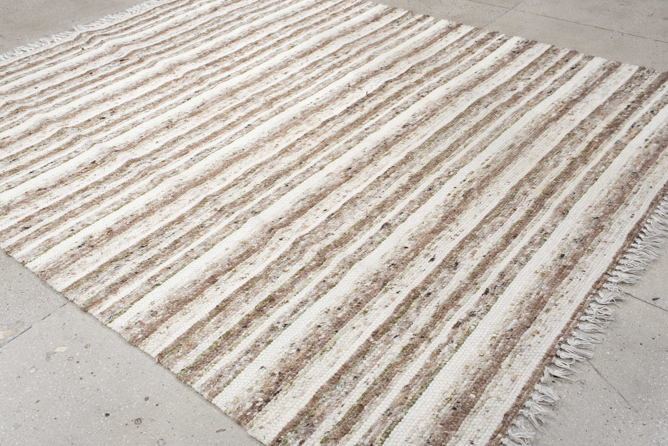 8' x 10' one-of-a-kind handmade vintage Kilim large size rug. Color palette: ivory, taupe, brown, sage, cream, charcoal