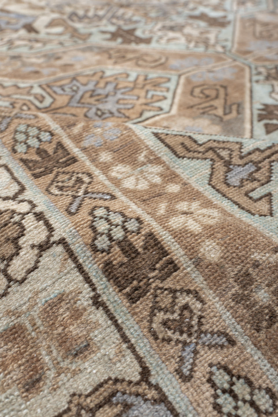 5' x 8' one-of-a-kind handmade antique Malayer medium size rug. Color palette: ivory, taupe, brown, beige, pale blue, camel