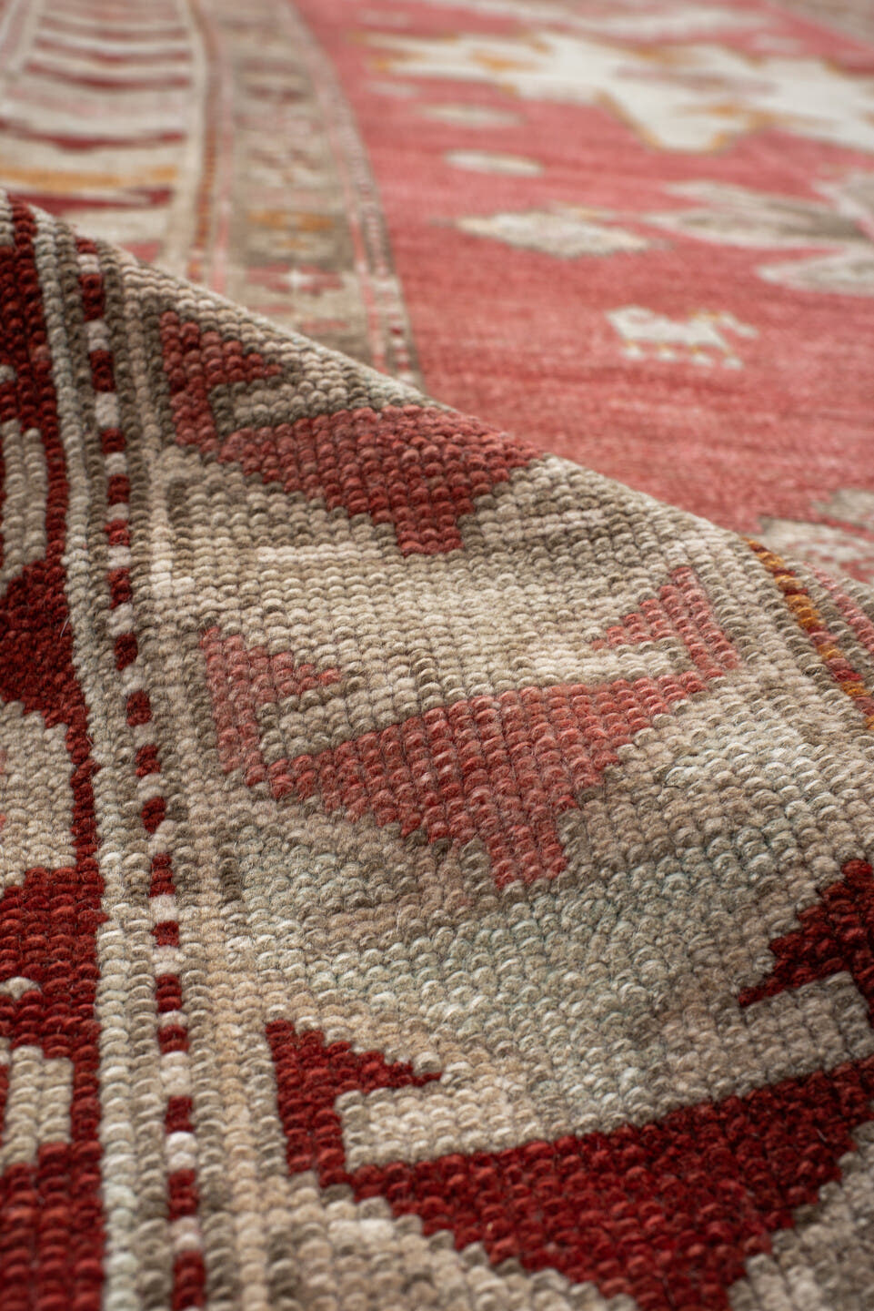 4' x 10' one-of-a-kind handmade antique Karabagh runner rug. Color palette: terra cotta, ivory, rust, beige, camel, saffron