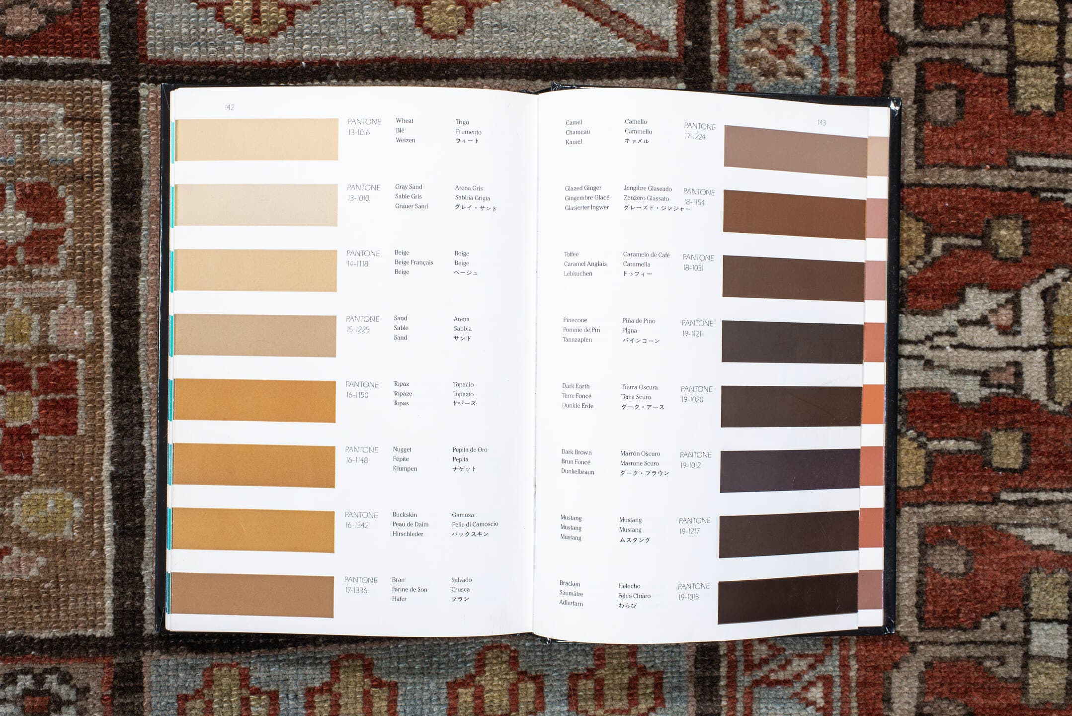 5' x 7' one-of-a-kind handmade antique Baktiary rug. Color palette: rust, ivory, brown, sky blue, sage, taupe, camel