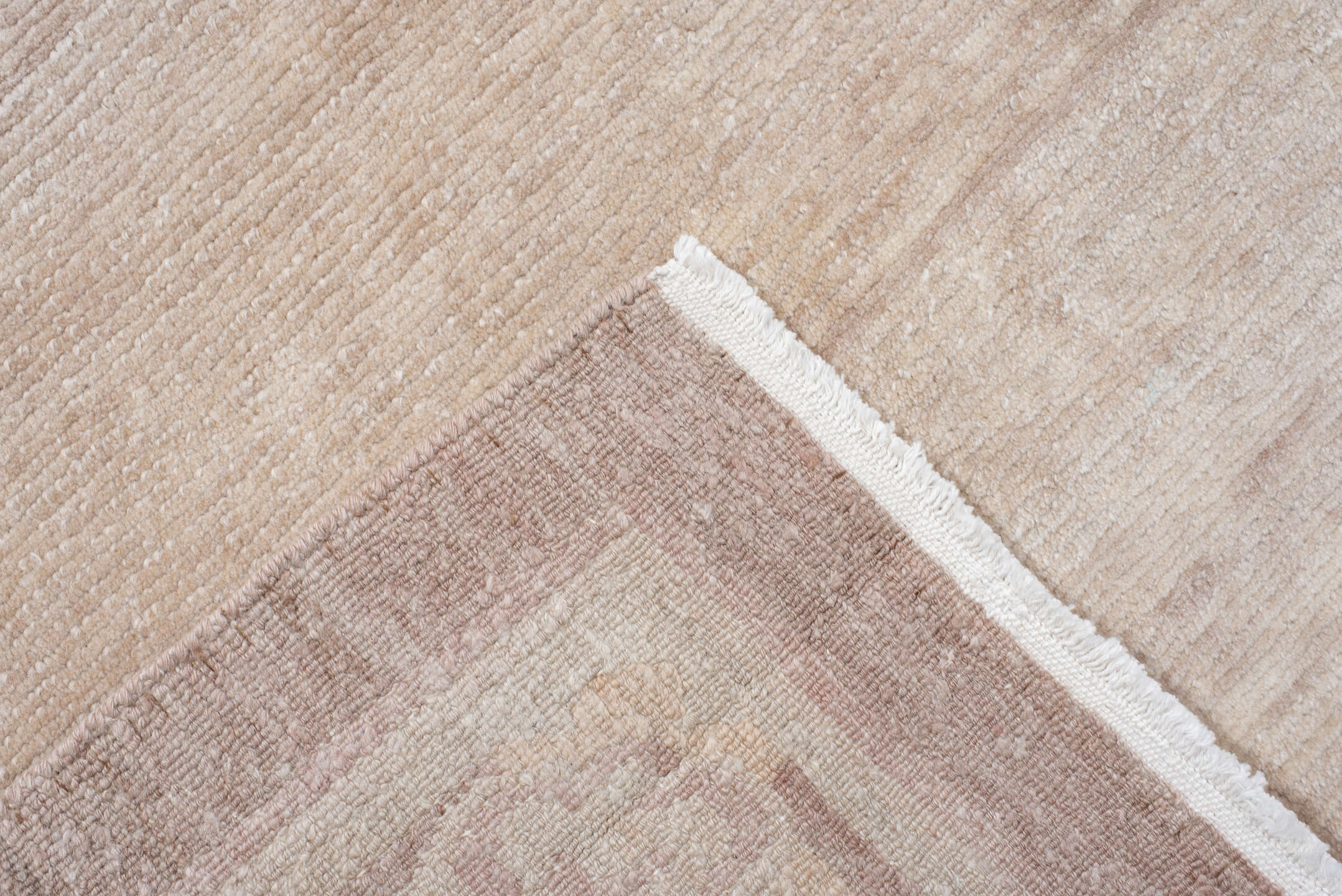 8' x 11' one-of-a-kind handmade vintage Tibetan large size rug. Color palette: ivory, blush, pale rose, cream, taupe, pink