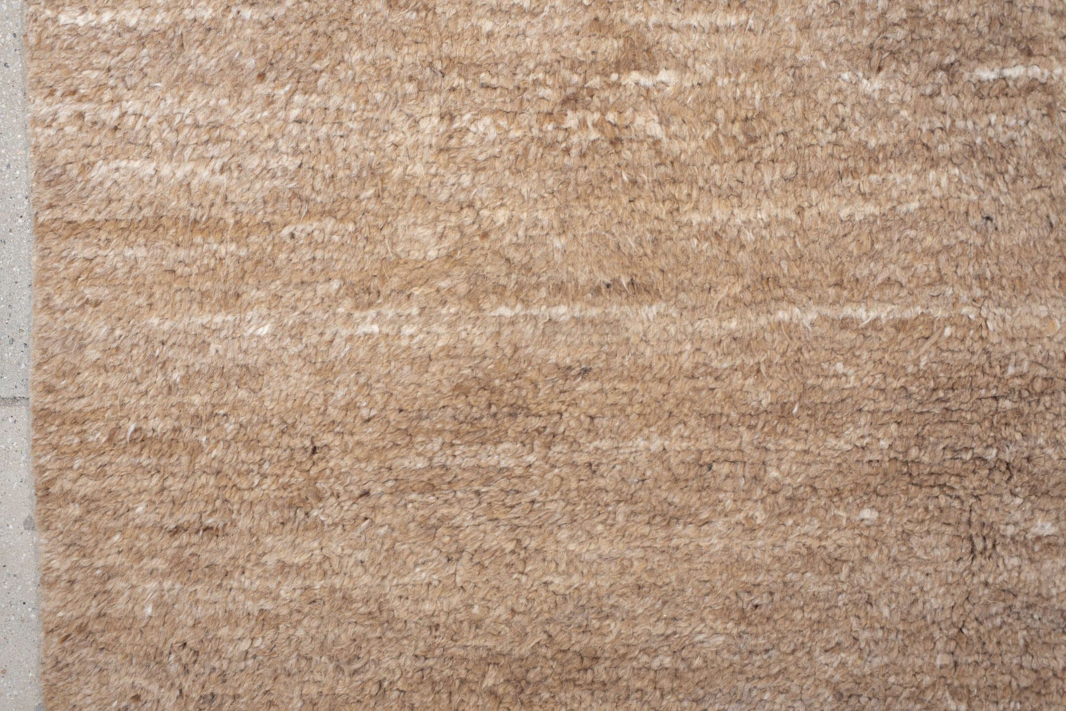 8' x 9' one-of-a-kind handmade vintage India rug. Color palette: tan, camel, taupe, beige, cream, gray, ivory