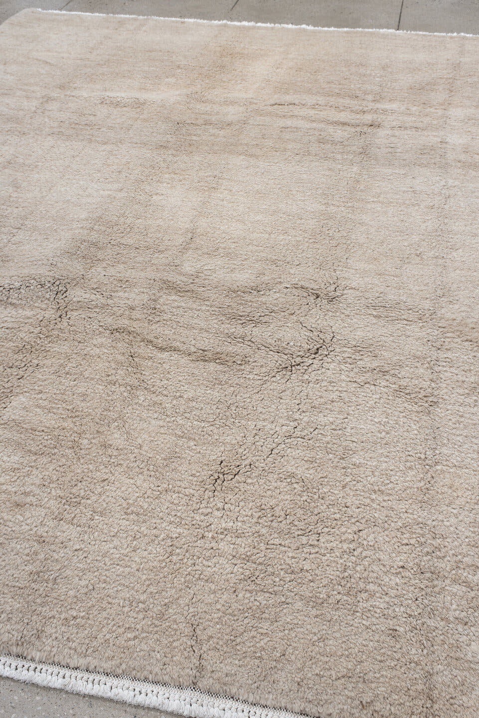 9' x 11' one-of-a-kind handmade vintage Ido large size rug. Color palette: ivory, cream, beige, taupe, charcoal, gray, black