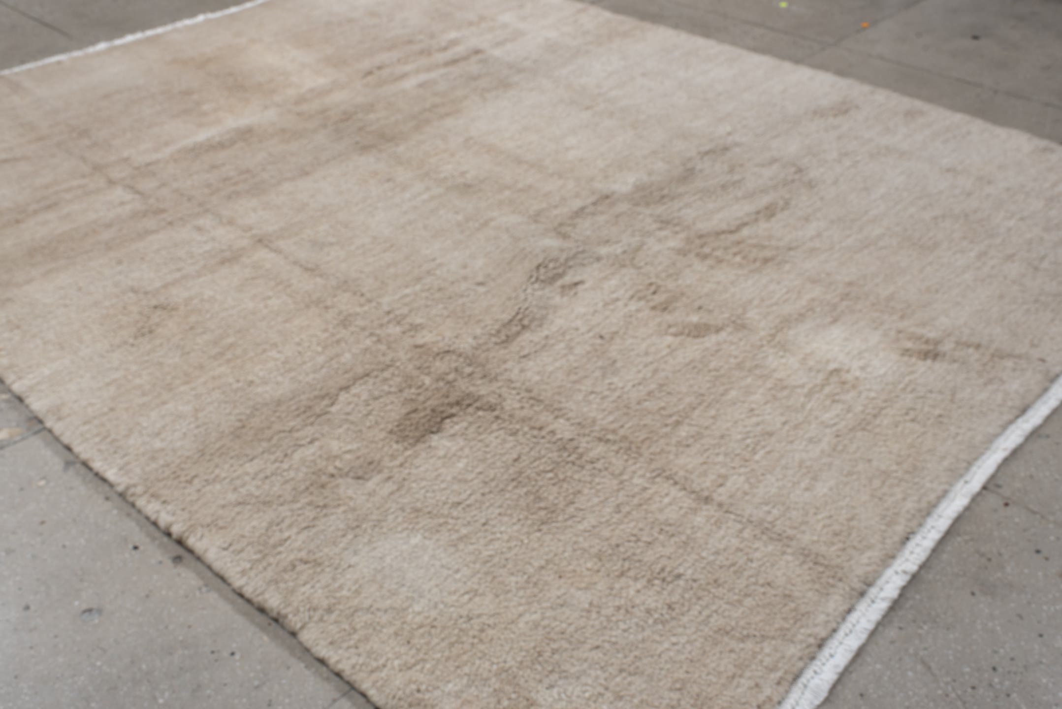 9' x 11' one-of-a-kind handmade vintage Ido large size rug. Color palette: ivory, cream, beige, taupe, charcoal, gray, black