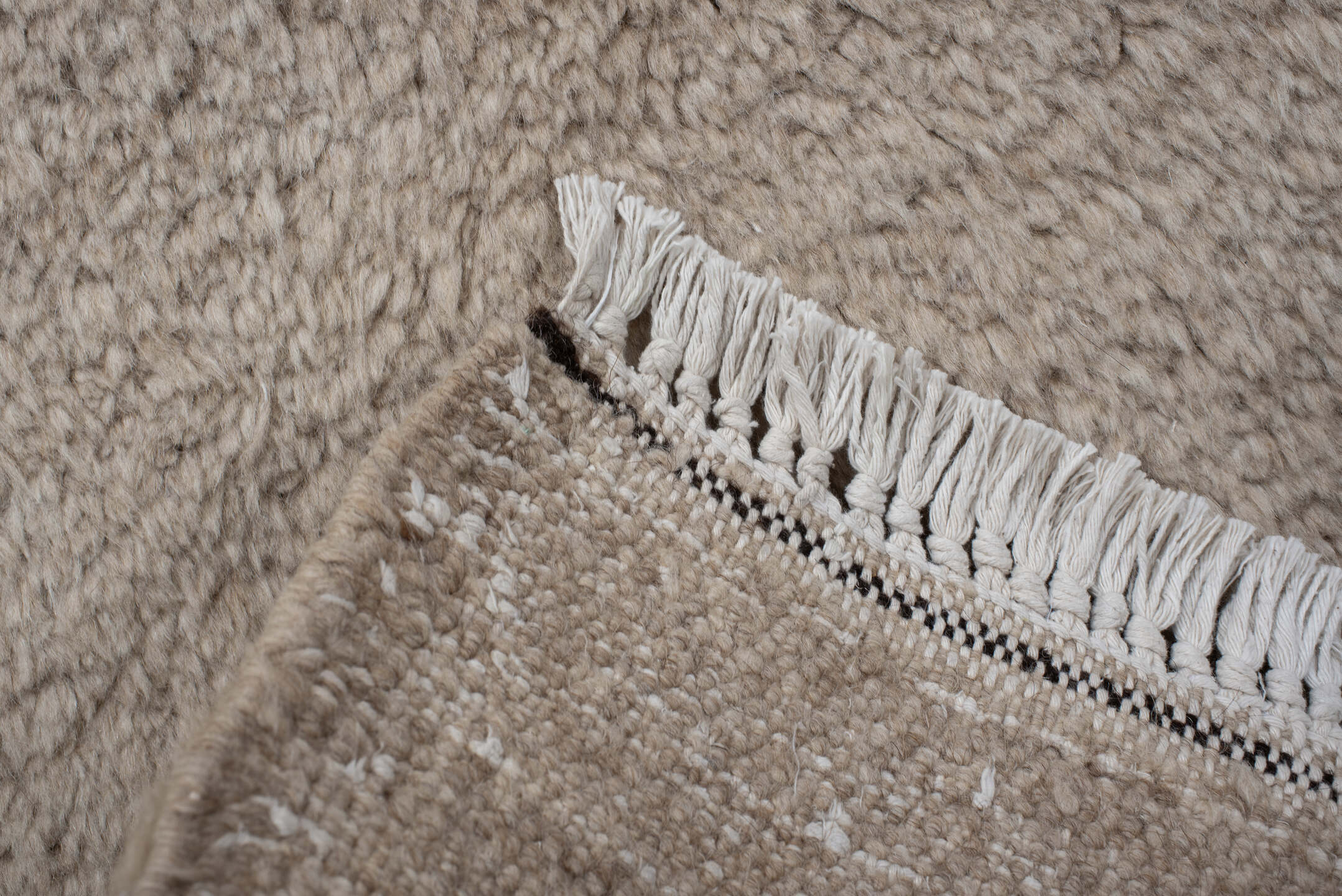9' x 11' one-of-a-kind handmade vintage Ido large size rug. Color palette: ivory, cream, beige, taupe, charcoal, gray, black