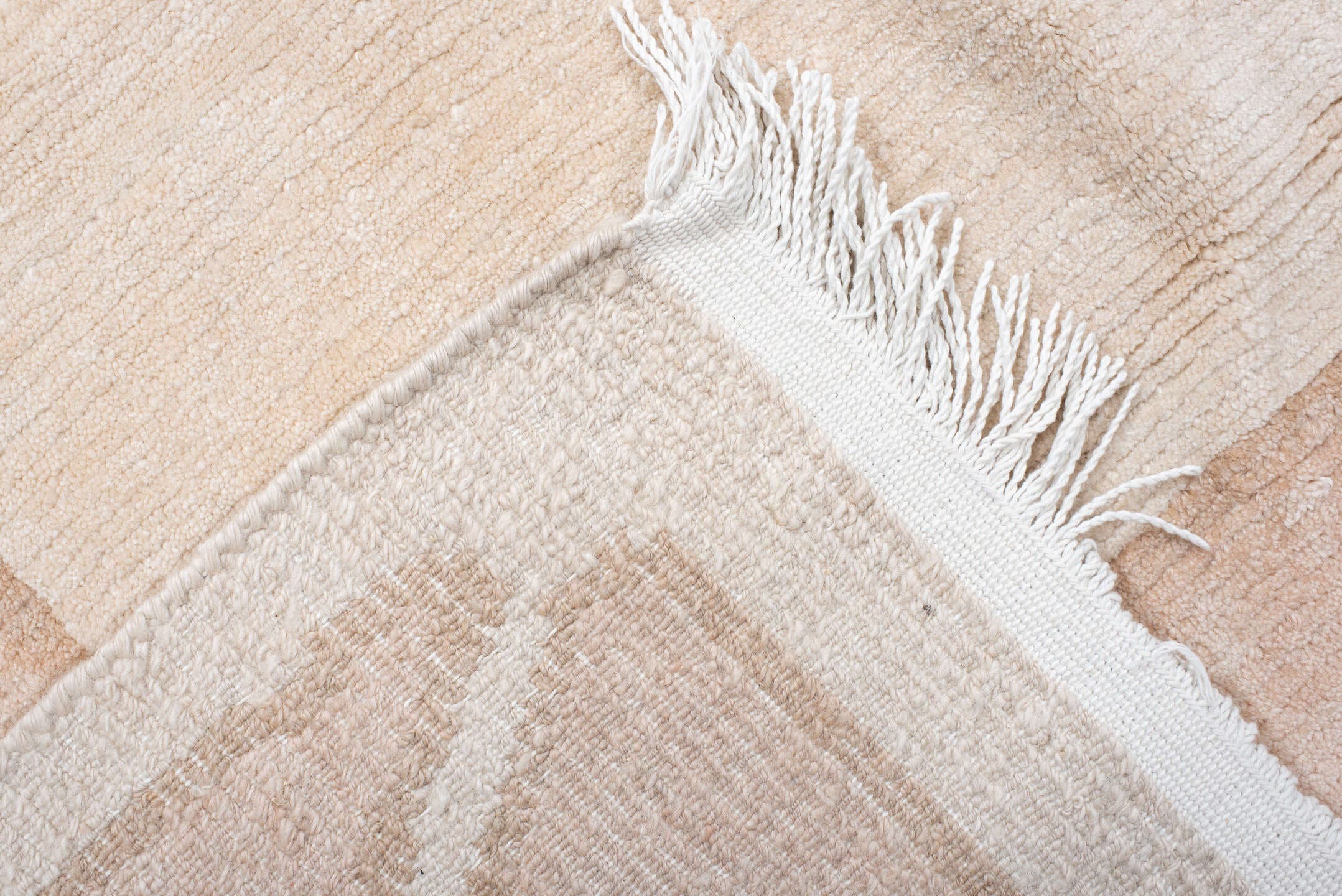 8' x 9' one-of-a-kind handmade vintage Tibetan rug. Color palette: ivory, blush, peach, cream, taupe, pink, terracotta