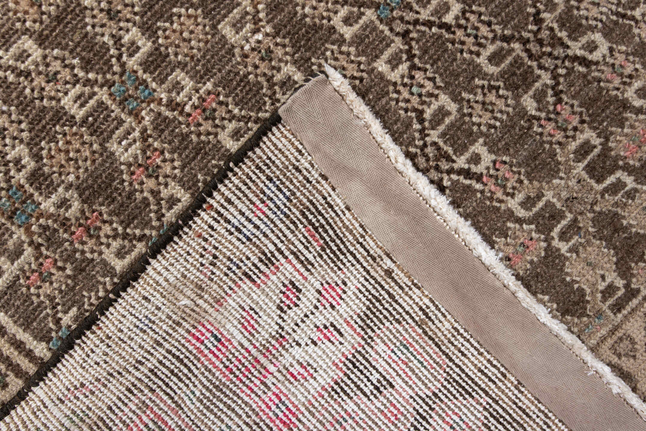5' x 9' one-of-a-kind handmade antique Hamadan medium size rug. Color palette: taupe, ivory, brown, rose, sage, slate