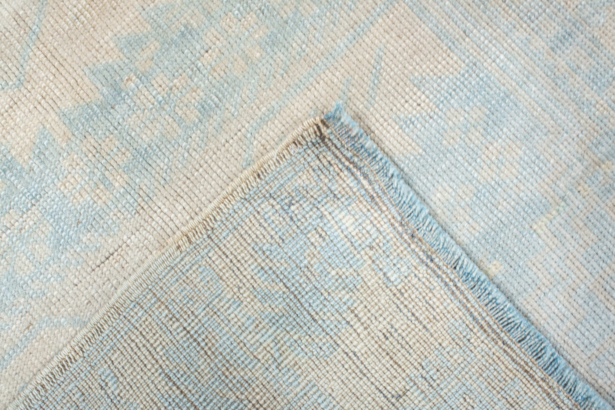 2' x 4' one-of-a-kind handmade vintage Anatolian small size rug. Color palette: ivory, pale blue, cream, sky blue