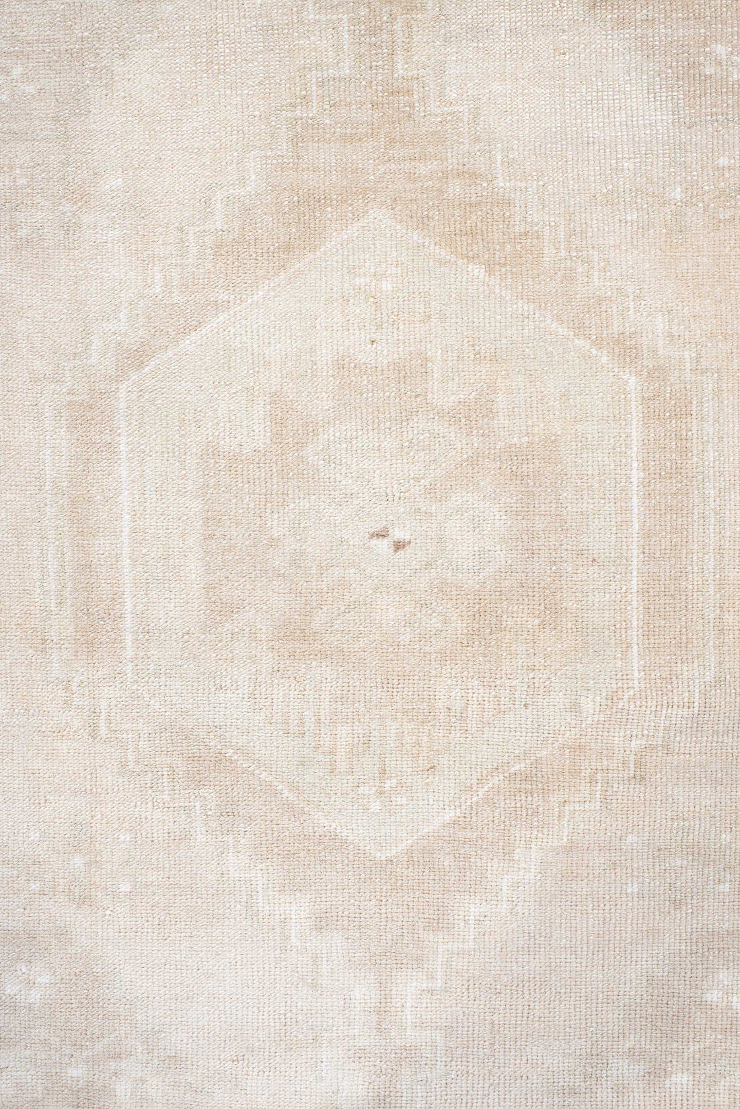 3' x 6' one-of-a-kind handmade antique Oushak small size rug. Color palette: ivory, cream, blush, beige, taupe, pink, gray