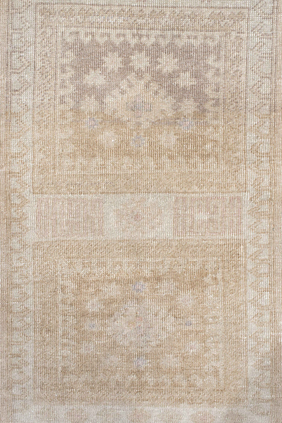 3' x 5' one-of-a-kind handmade antique Sparta small size rug. Color palette: ivory, taupe, beige, charcoal, greige, gray