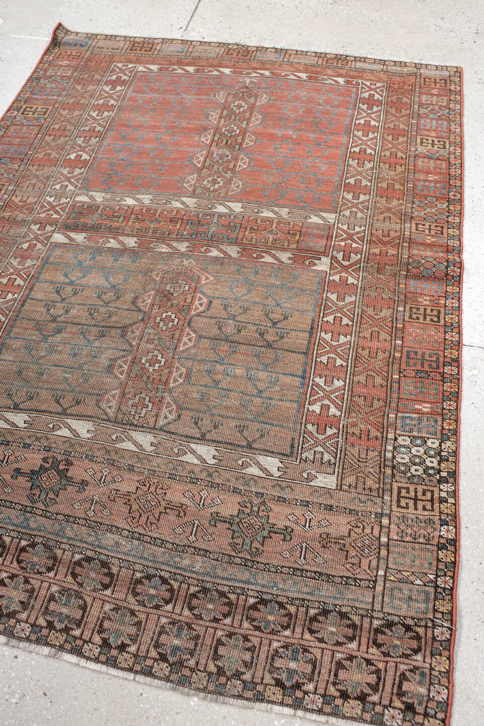 4' x 5' one-of-a-kind handmade vintage Bokara small size rug. Color palette: black, brown, dim gray, gray, light gray