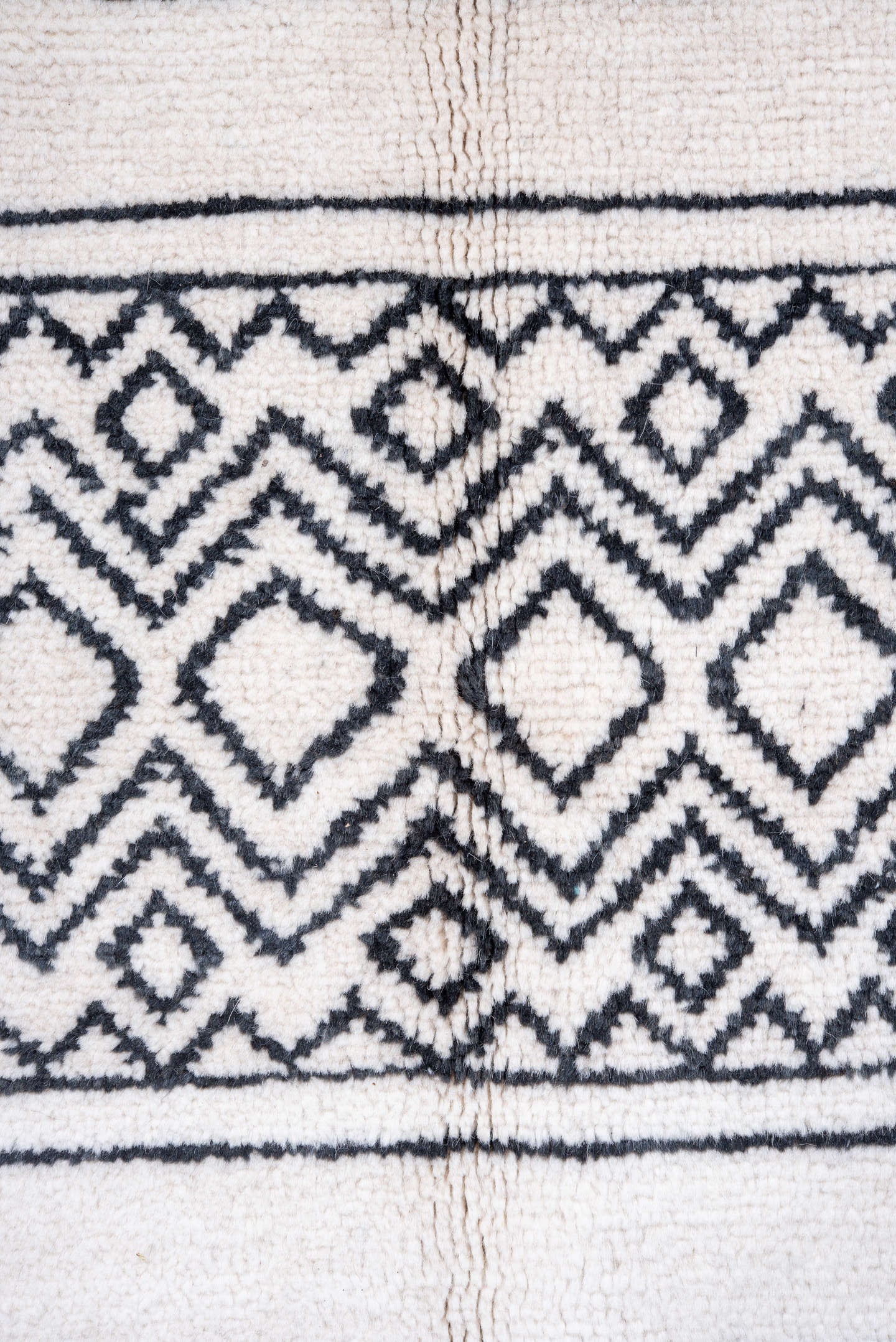 9' x 12' one-of-a-kind handmade vintage Moroccan large size rug. Color palette: ivory, charcoal, taupe, gray, black, beige