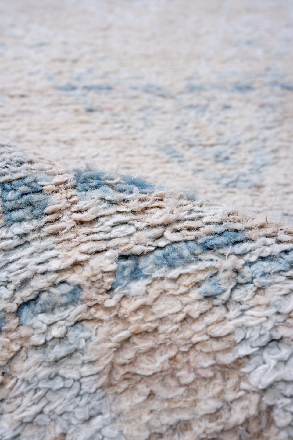 3' x 12' one-of-a-kind handmade vintage Kilim runner rug. Color palette: ivory, sky blue, beige, light blue