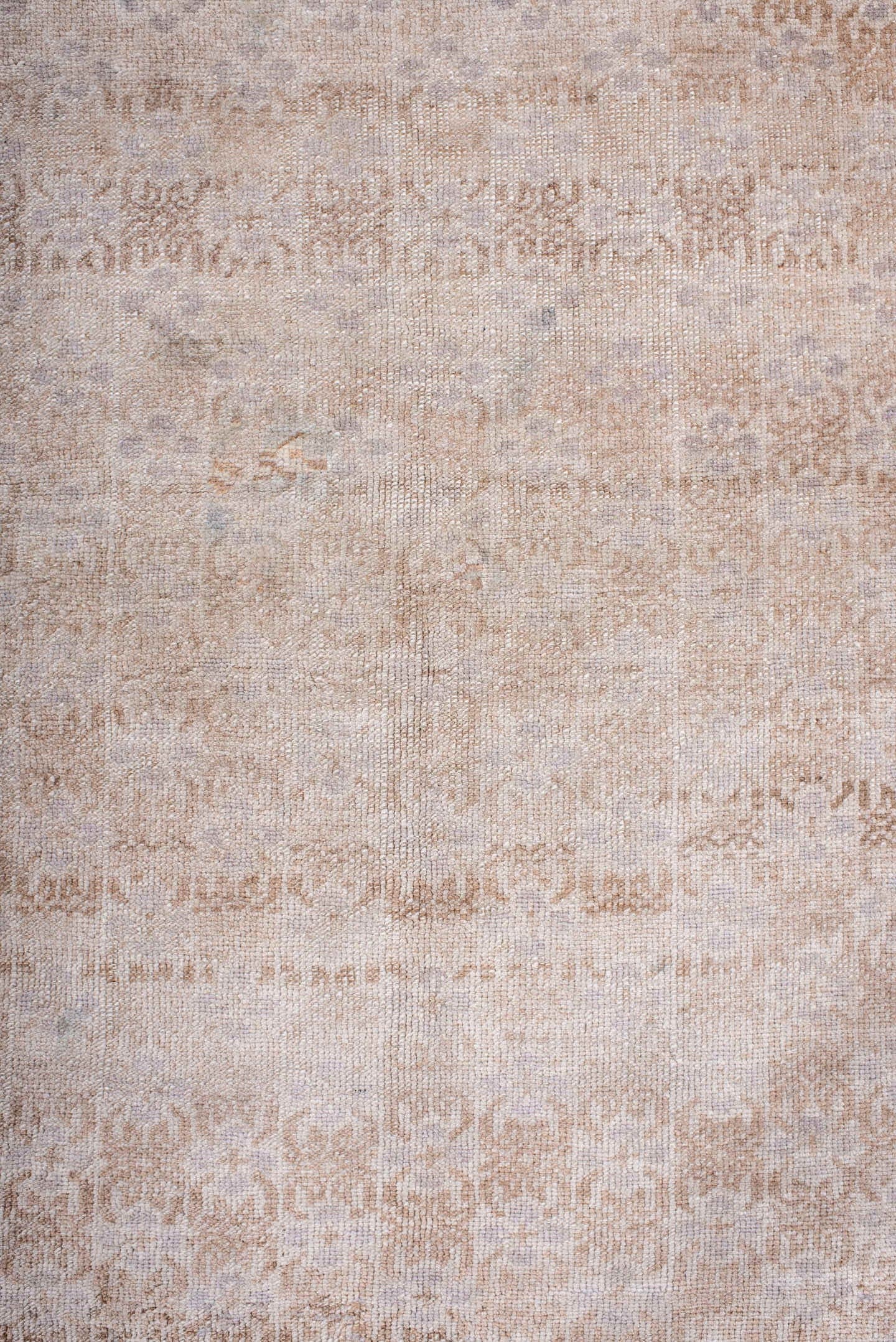 5' x 8' one-of-a-kind handmade vintage Anatolian medium size rug. Color palette: blush, ivory, taupe, beige, pale rose, sage