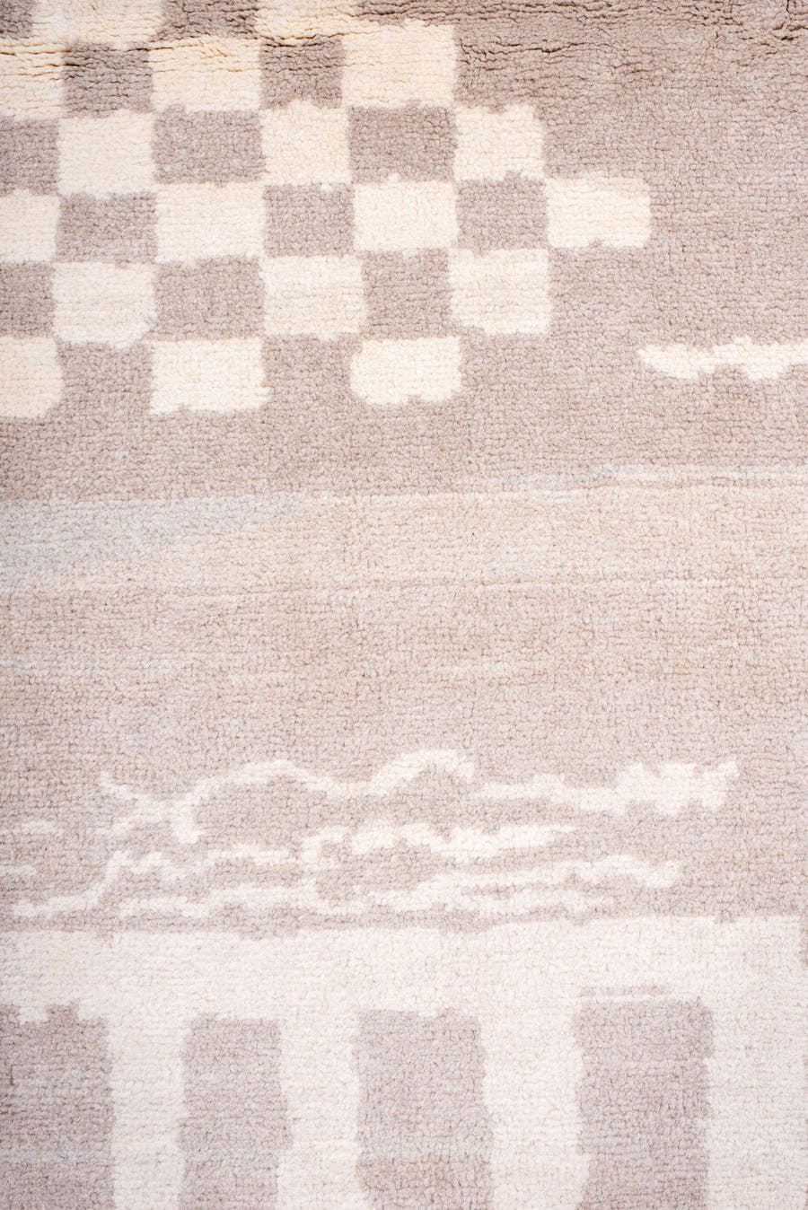 8' x 9' one-of-a-kind handmade vintage Kars rug. Color palette: blush, ivory, taupe, cream, pink, beige, gray