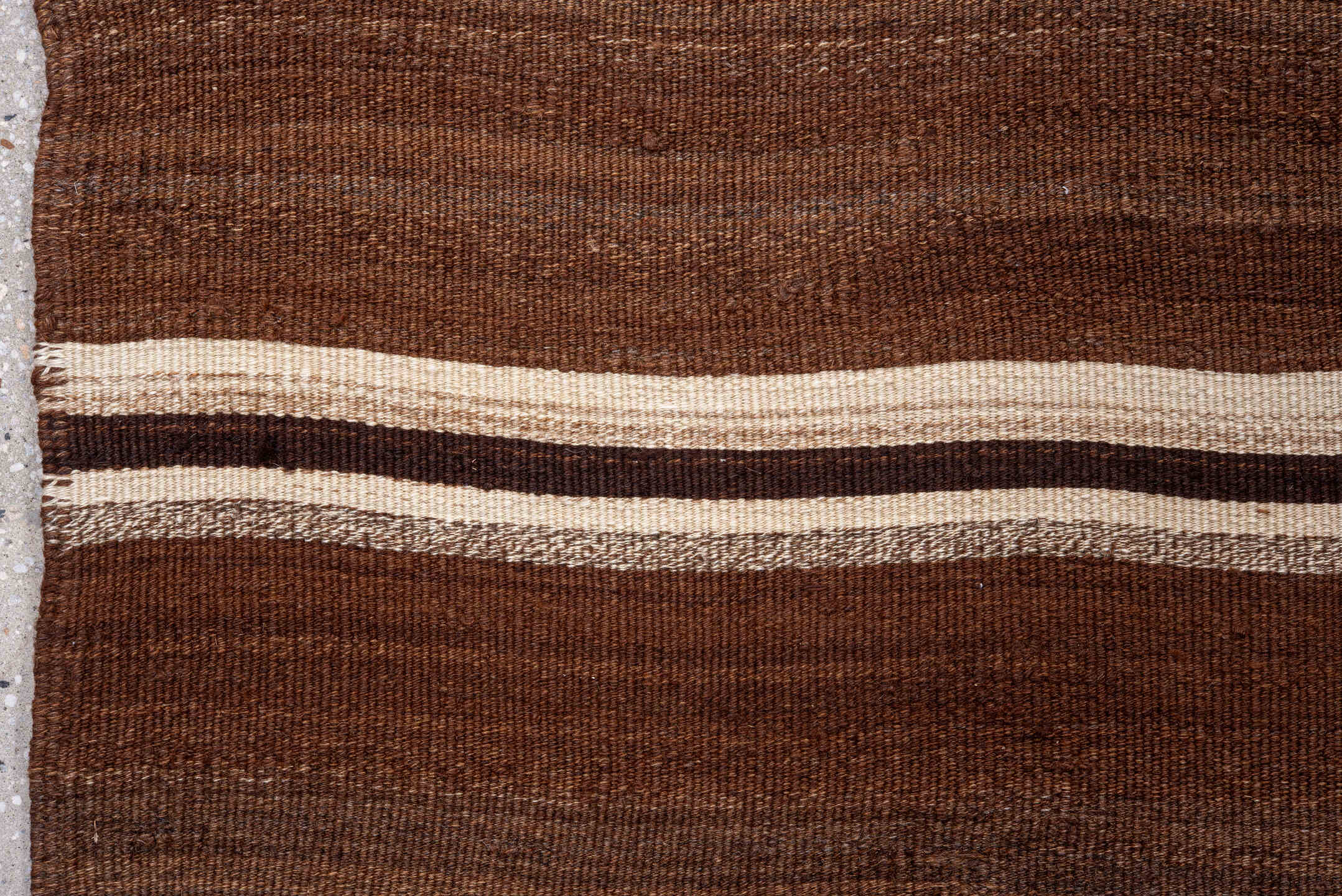 8' x 10' one-of-a-kind handmade vintage Kilim large size rug. Color palette: brown, ivory, espresso, taupe, black, beige