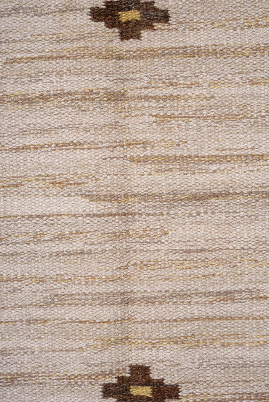4' x 7' one-of-a-kind handmade antique Rollaken rug. Color palette: ivory, brown, gold, rust, camel, terracotta, beige