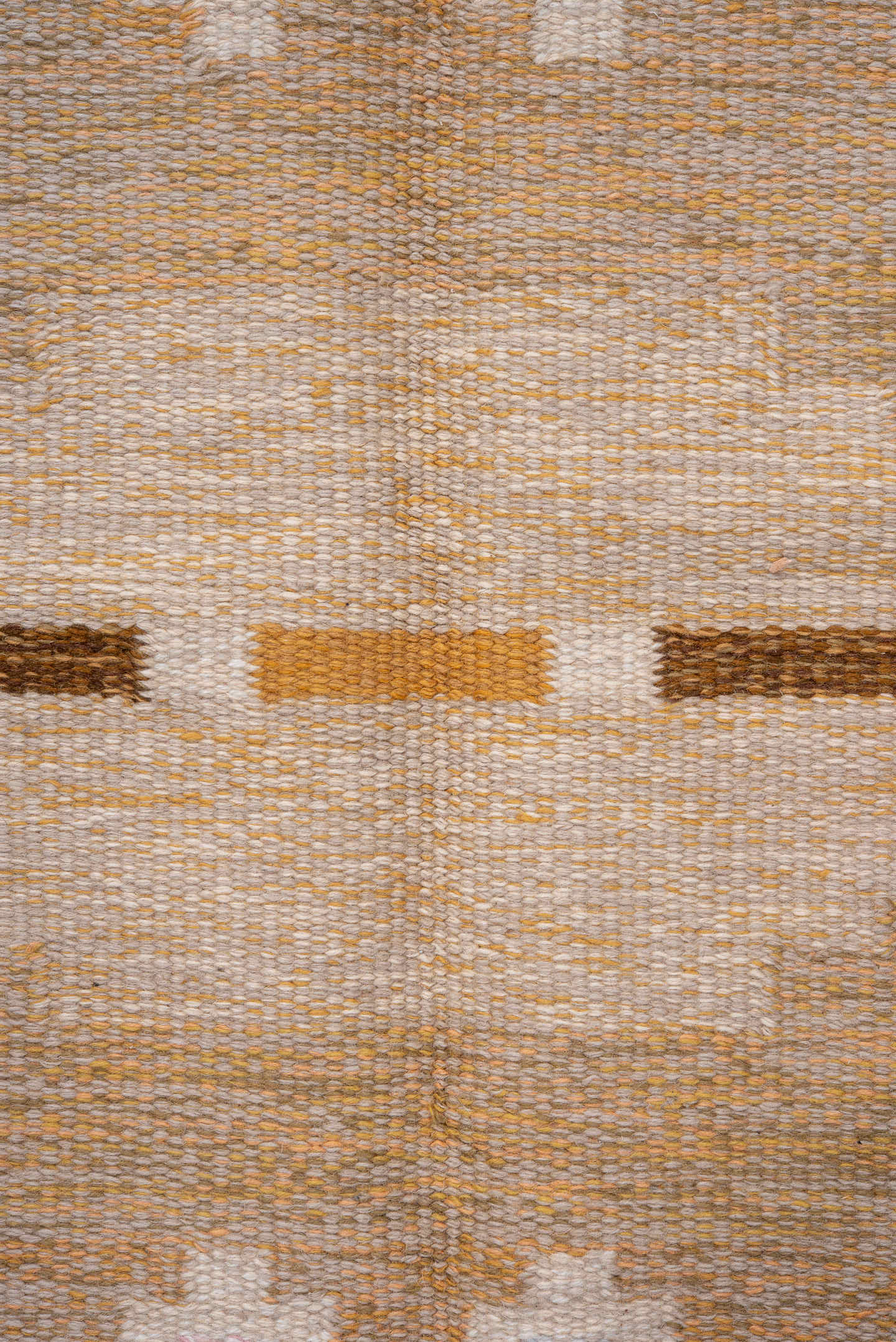 5' x 7' one-of-a-kind handmade antique Rollaken rug. Color palette: brown, camel, ivory, gold, mustard, gray, lavender