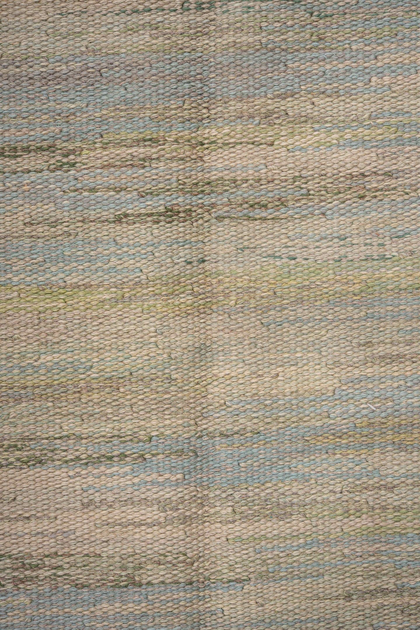 5' x 8' one-of-a-kind handmade antique Rollaken medium size rug. Color palette: sage, ivory, sky blue, brown, rose