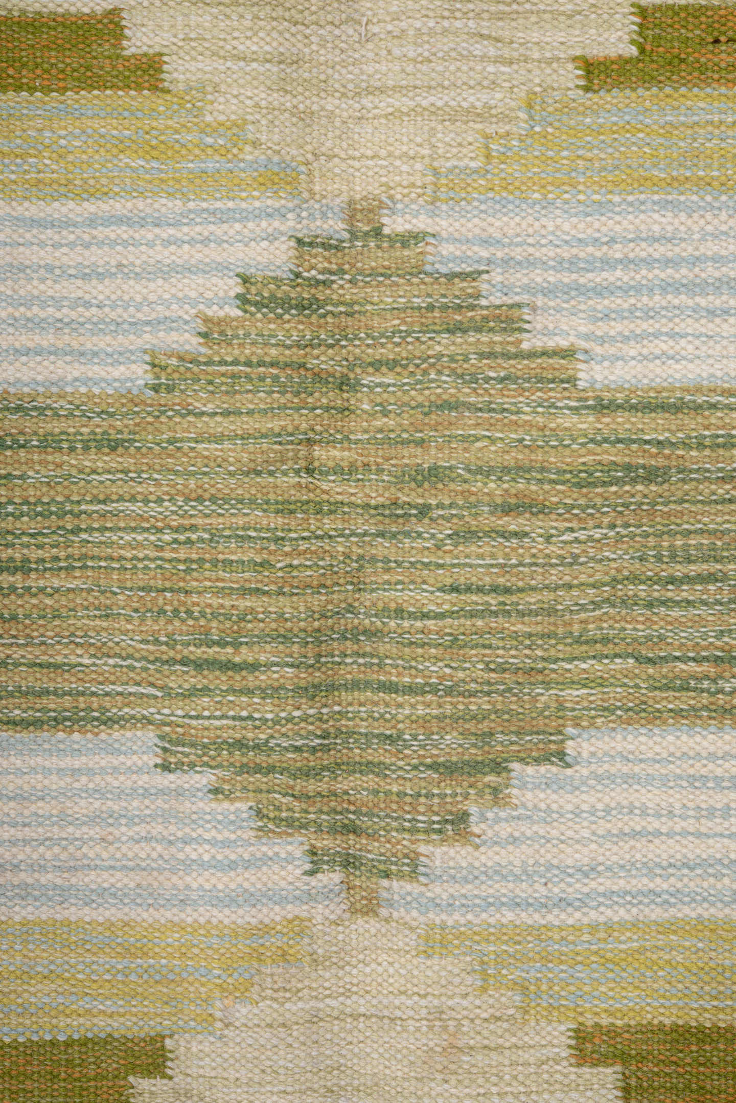 5' x 7' one-of-a-kind handmade antique Rollaken rug. Color palette: olive, ivory, pale_blue, butter_yellow, sage, taupe