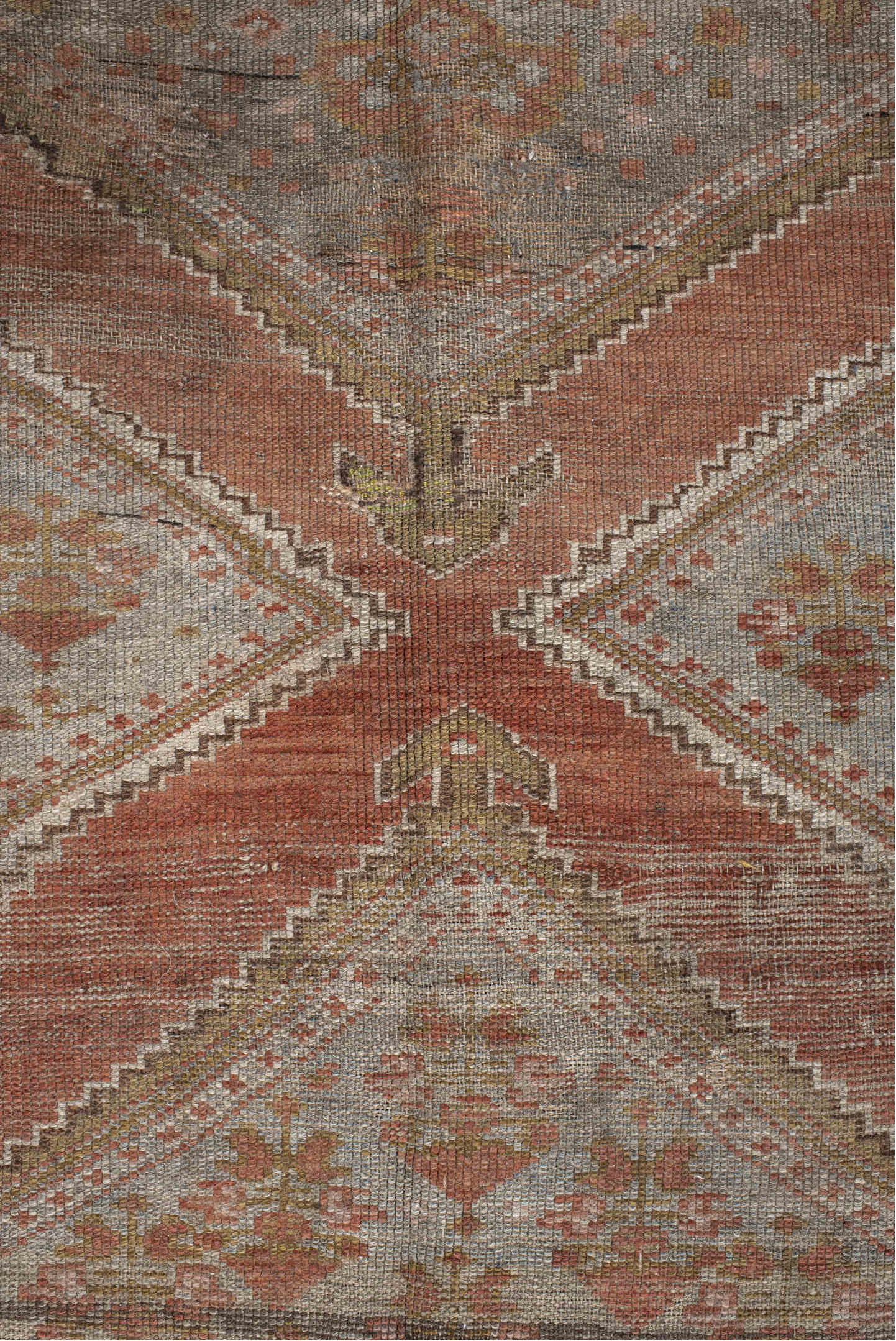 5' x 11' one-of-a-kind handmade antique NW Persian rug. Color palette: taupe, terra cotta, ivory, brown, sage, rust, beige