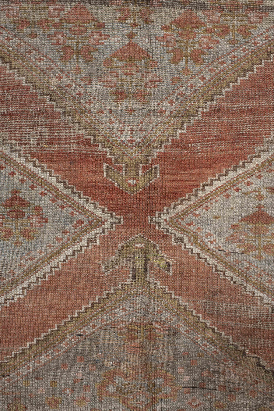 5' x 11' one-of-a-kind handmade antique NW Persian rug. Color palette: taupe, terra cotta, ivory, brown, sage, rust, beige