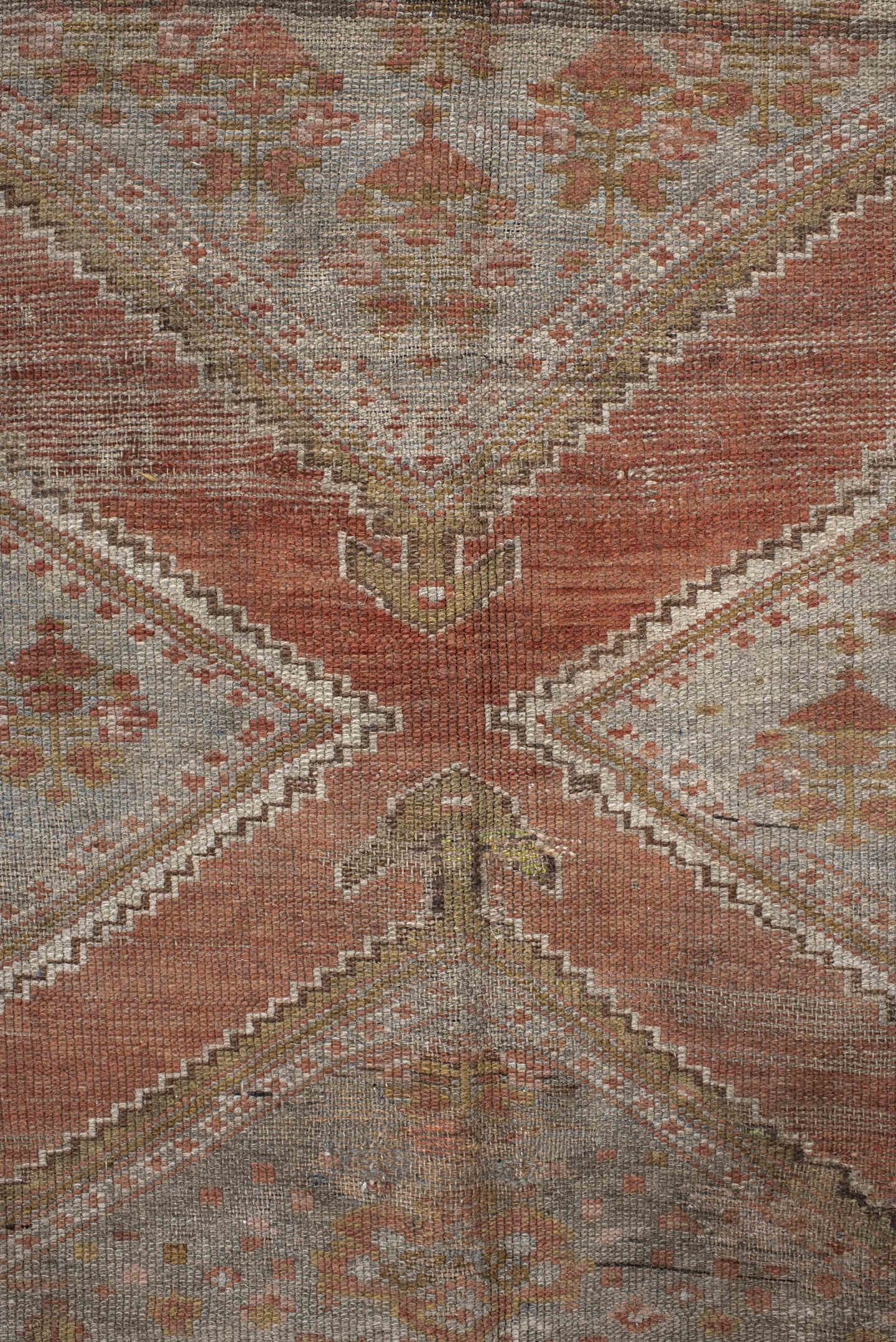 5' x 11' one-of-a-kind handmade antique NW Persian rug. Color palette: taupe, terra cotta, ivory, brown, sage, rust, beige