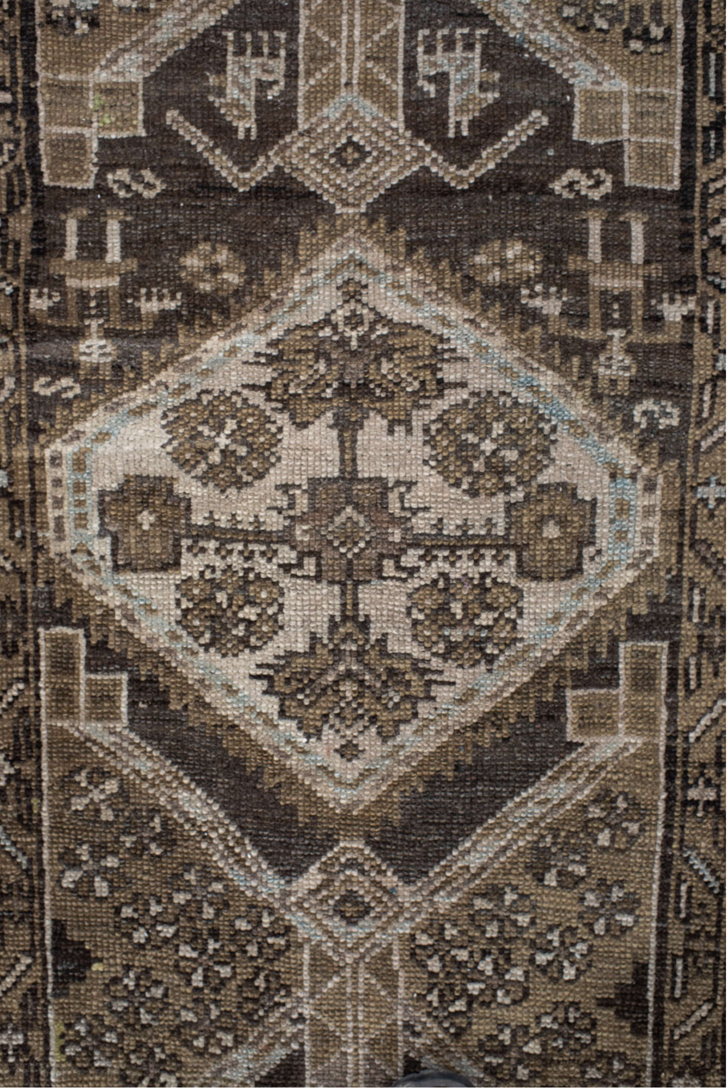 3' x 6' one-of-a-kind handmade vintage Hamadan small size rug. Color palette: black, brown, charcoal, dark gray, gray