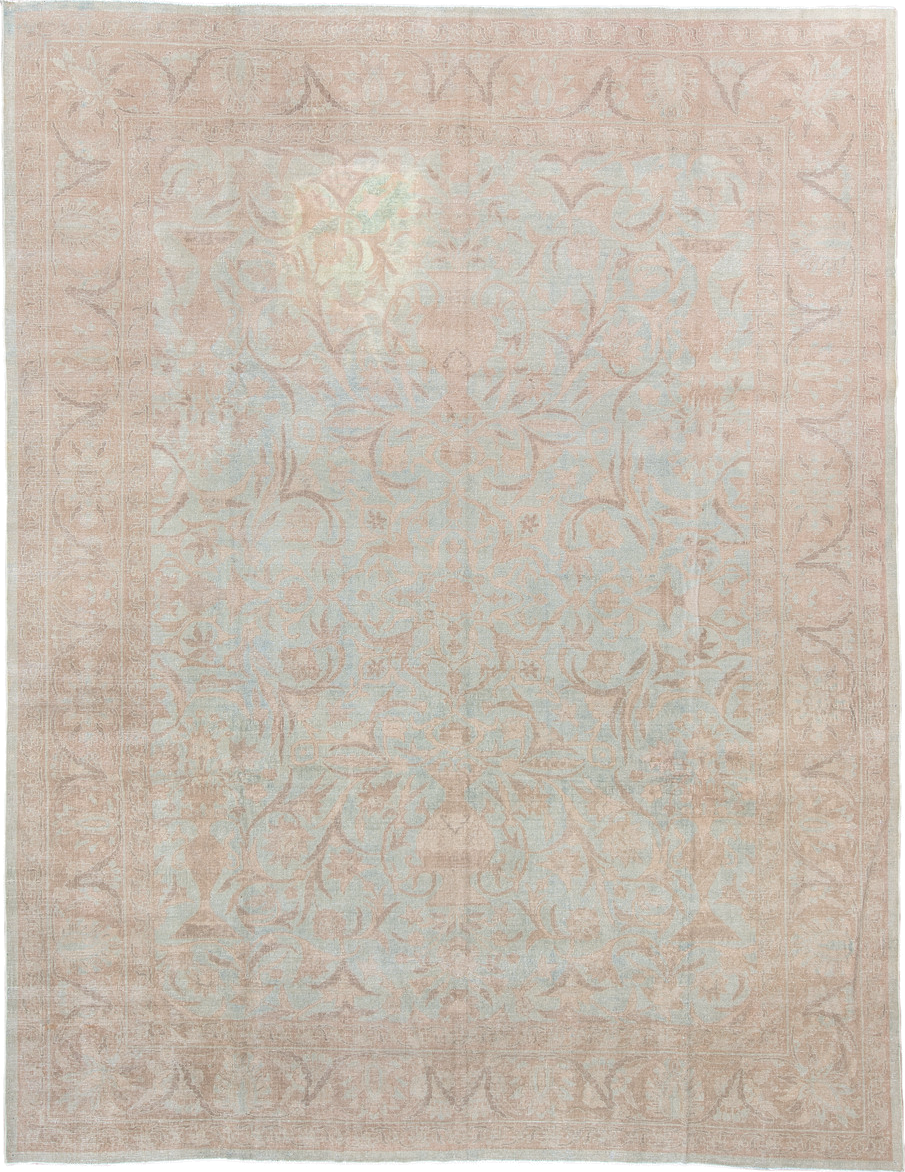 9' x 11' one-of-a-kind handmade vintage Sivas large size rug. Color palette: brown, gainsboro, gray, light gray, off-white