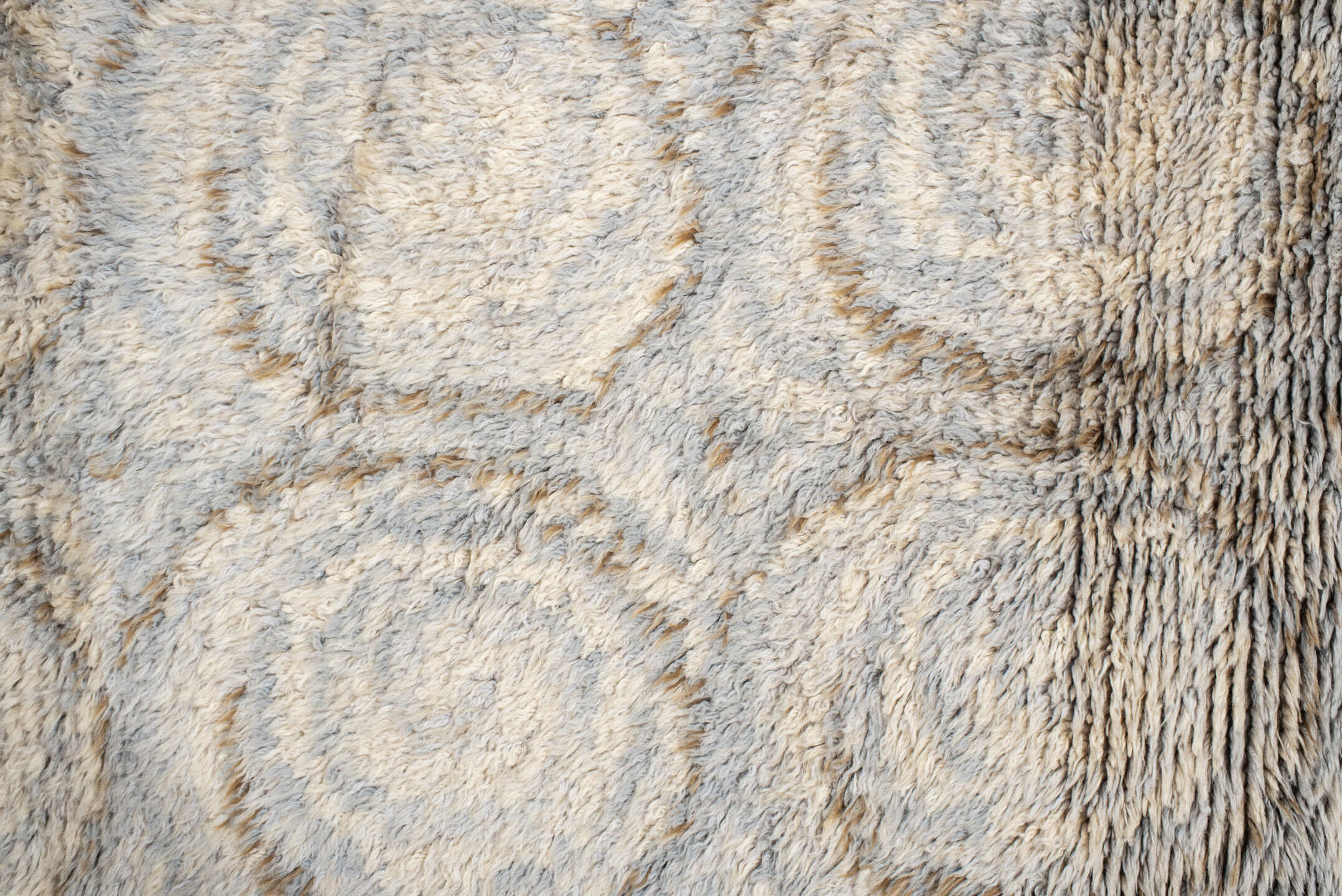 4' x 7' one-of-a-kind handmade vintage Scadinavian rug. Color palette: ivory, cream, light gray, taupe, beige, gray