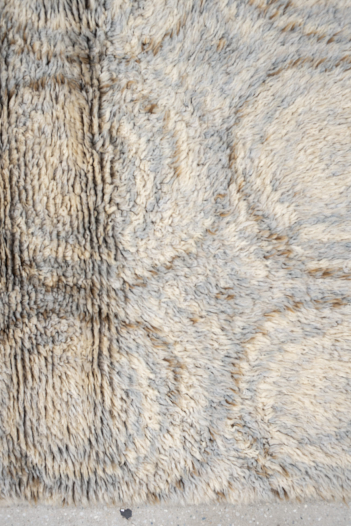 4' x 7' one-of-a-kind handmade vintage Scadinavian rug. Color palette: ivory, cream, light gray, taupe, beige, gray