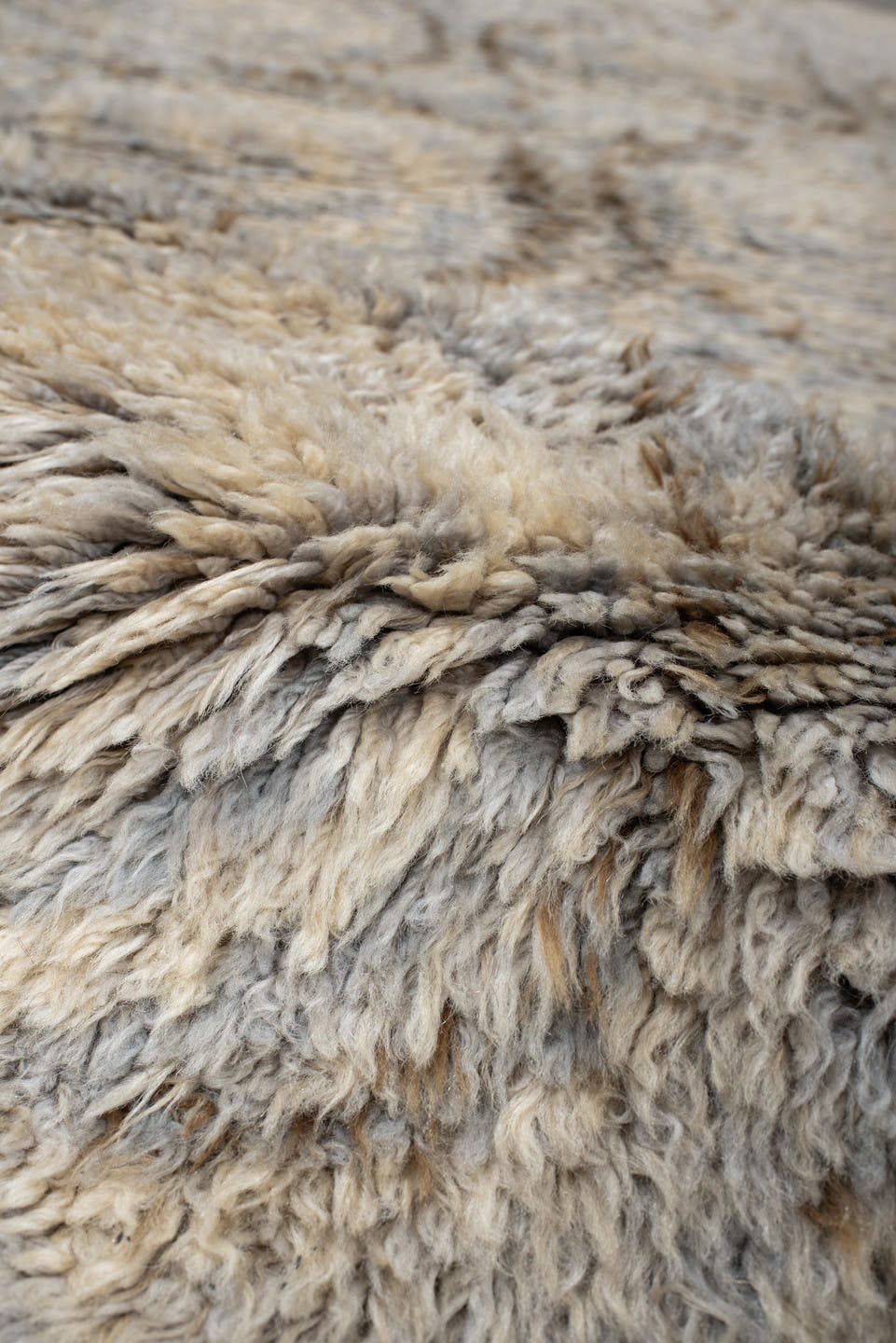 4' x 7' one-of-a-kind handmade vintage Scadinavian rug. Color palette: ivory, cream, light gray, taupe, beige, gray