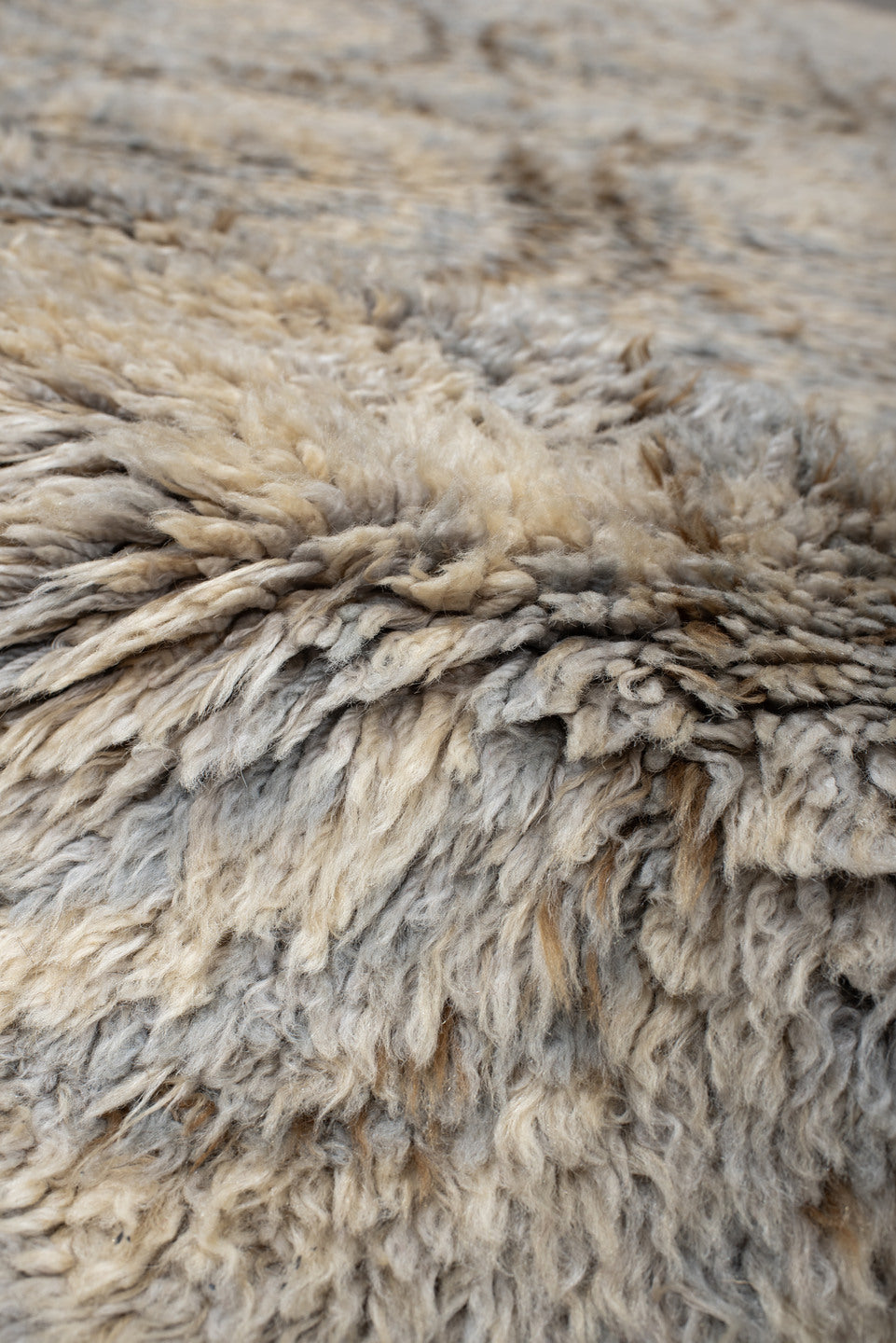 4' x 7' one-of-a-kind handmade vintage Scadinavian rug. Color palette: ivory, cream, light gray, taupe, beige, gray