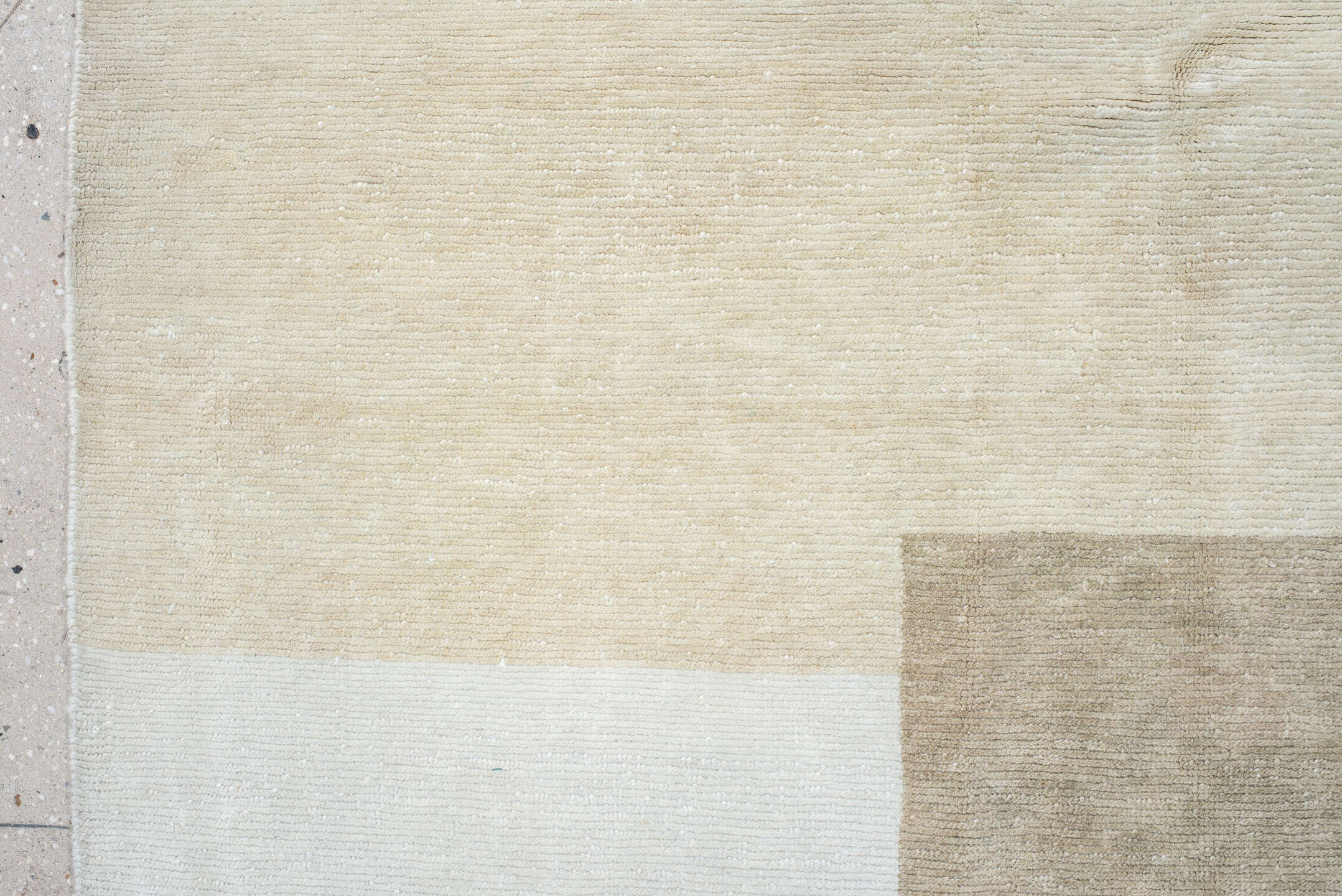 8' x 11' one-of-a-kind handmade vintage Tibetan large size rug. Color palette: ivory, cream, beige, taupe, light gray, gray