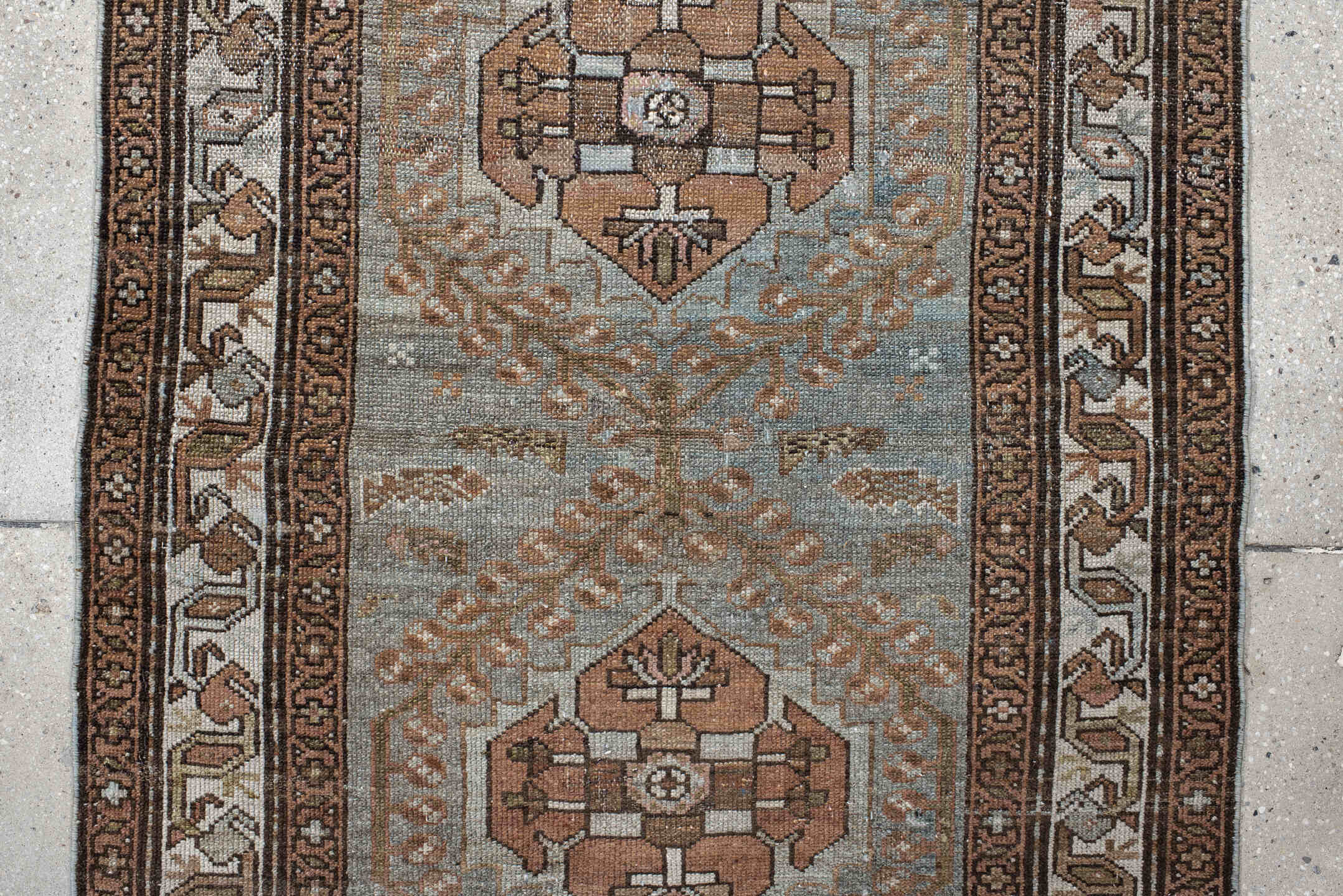 3' x 5' one-of-a-kind handmade vintage Malayer small size rug. Color palette: black, brown, charcoal, dark gray, gray