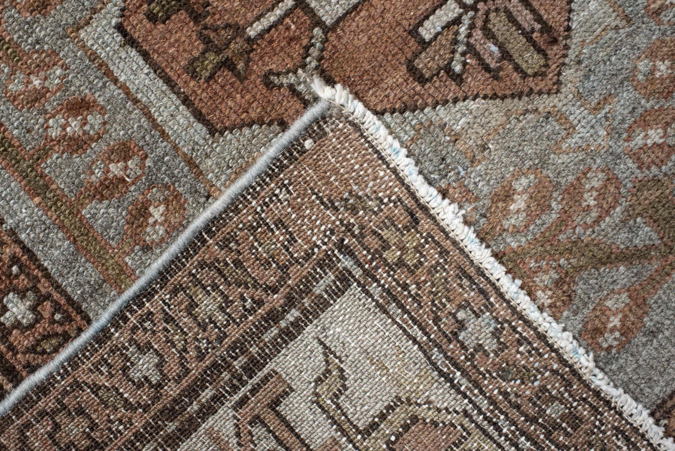 3' x 5' one-of-a-kind handmade vintage Malayer small size rug. Color palette: black, brown, charcoal, dark gray, gray