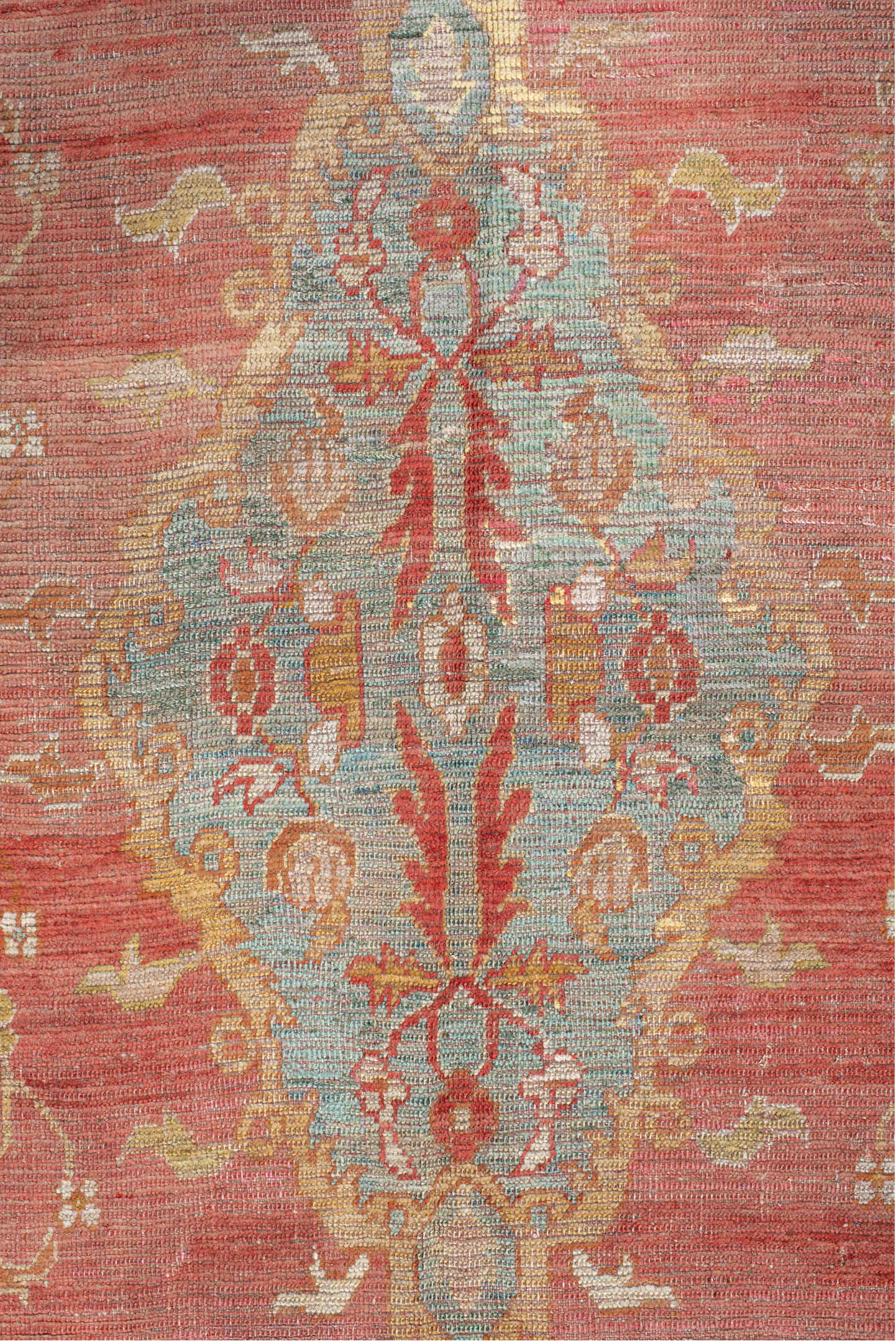 4' x 7' one-of-a-kind handmade vintage Oushak rug. Color palette: brown, gray, light gray, off-white, orange, pink, tan