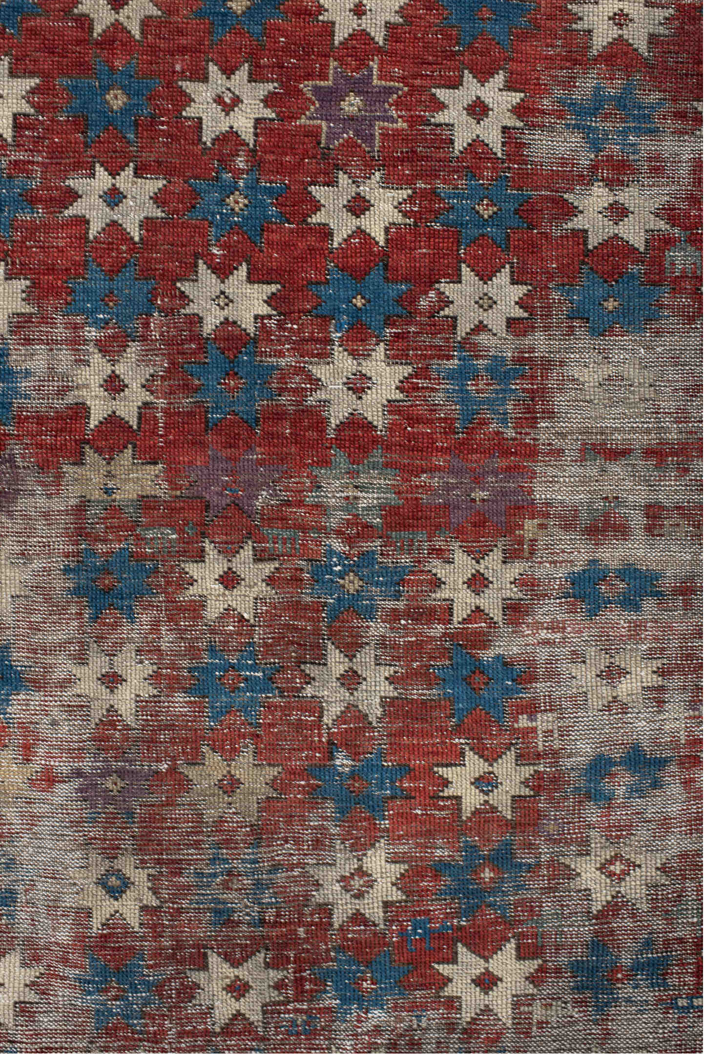 3' x 5' one-of-a-kind handmade vintage Shirvan small size rug. Color palette: antiquewhite, arapawa, black, blue, brown
