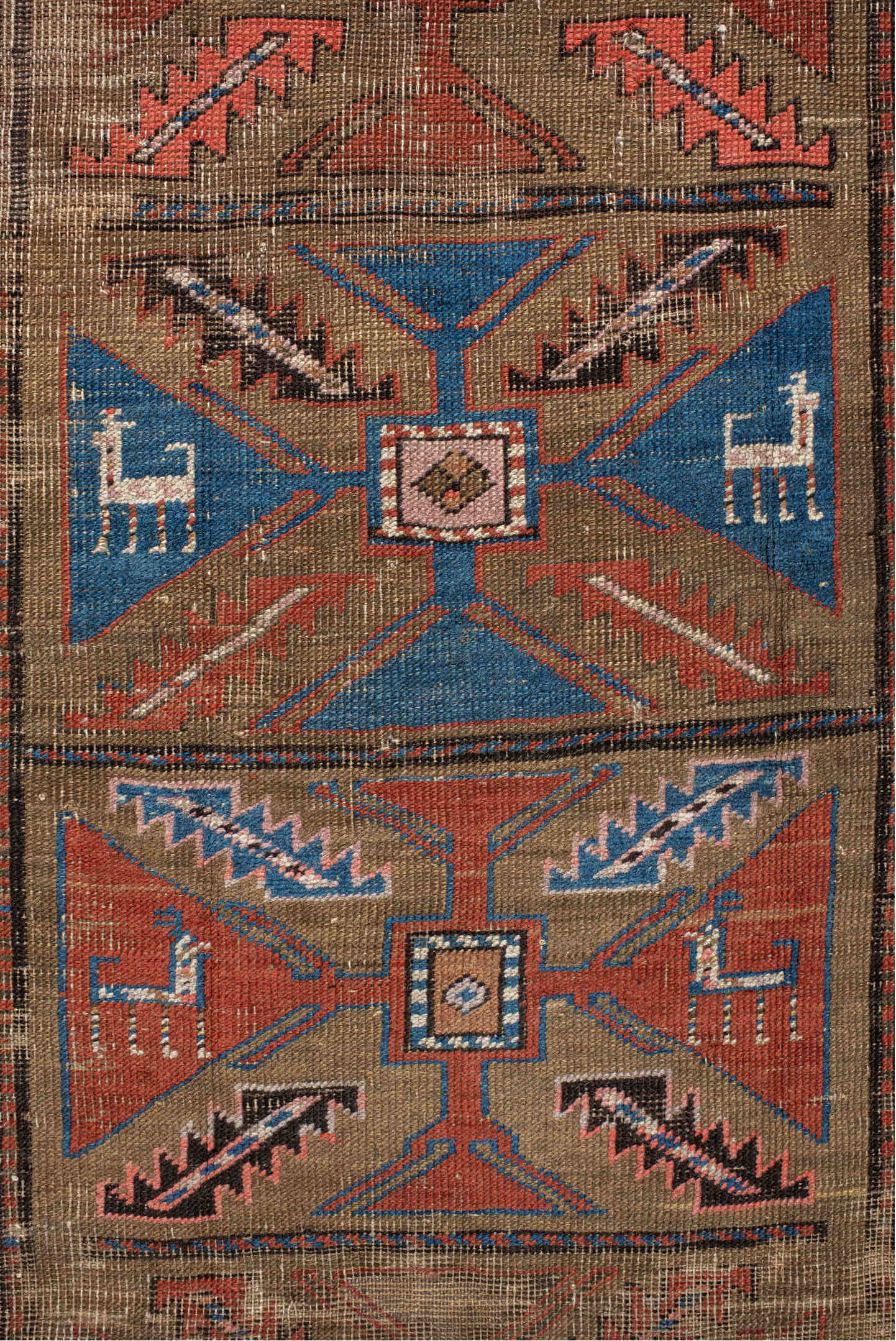 3' x 7' one-of-a-kind handmade vintage Sarab runner rug. Color palette: arapawa, black, blue, brown, charcoal, dark gray