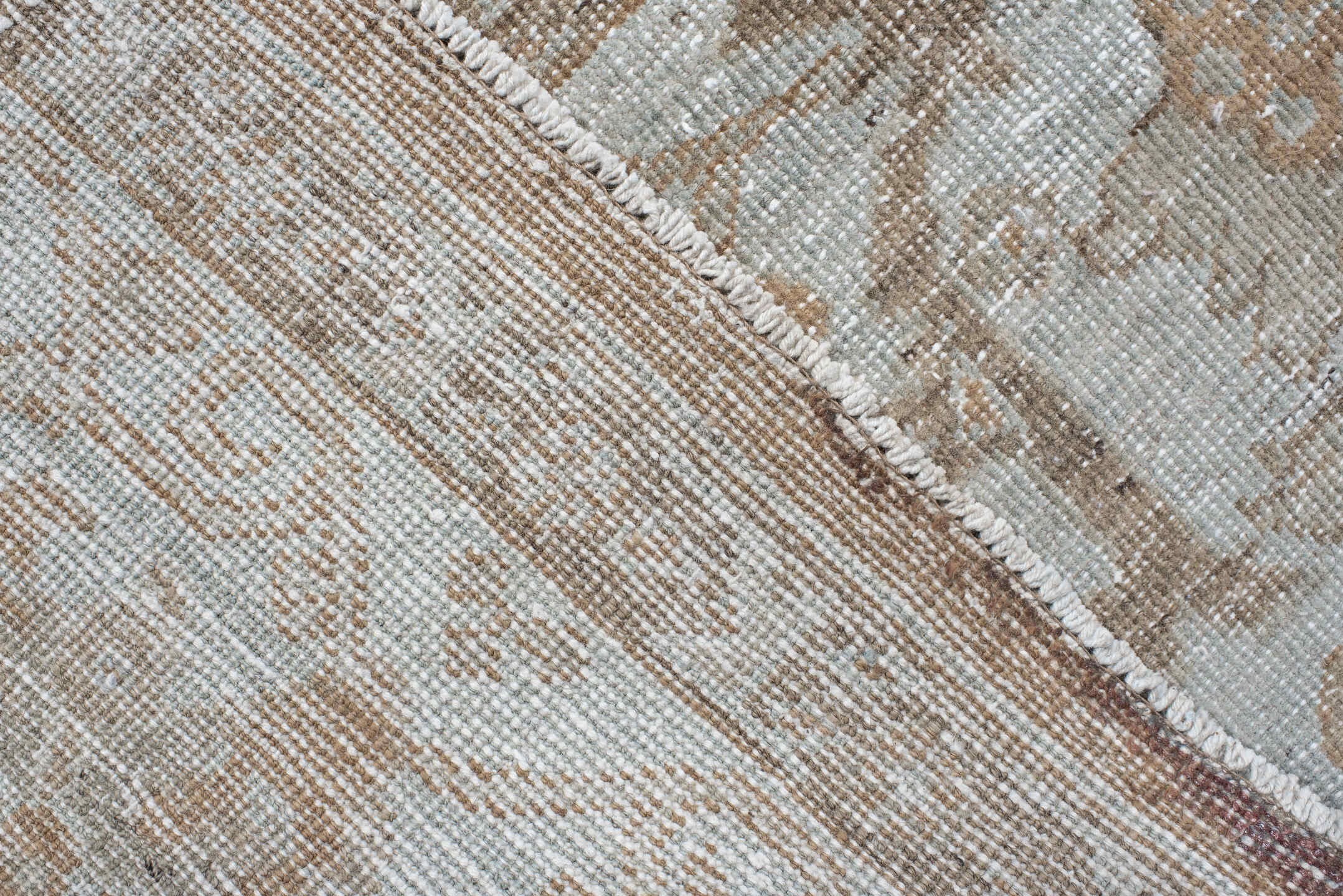 12' x 15' one-of-a-kind handmade vintage Mahal oversize rug. Color palette: brown, dark gray, gray, light gray, off-white