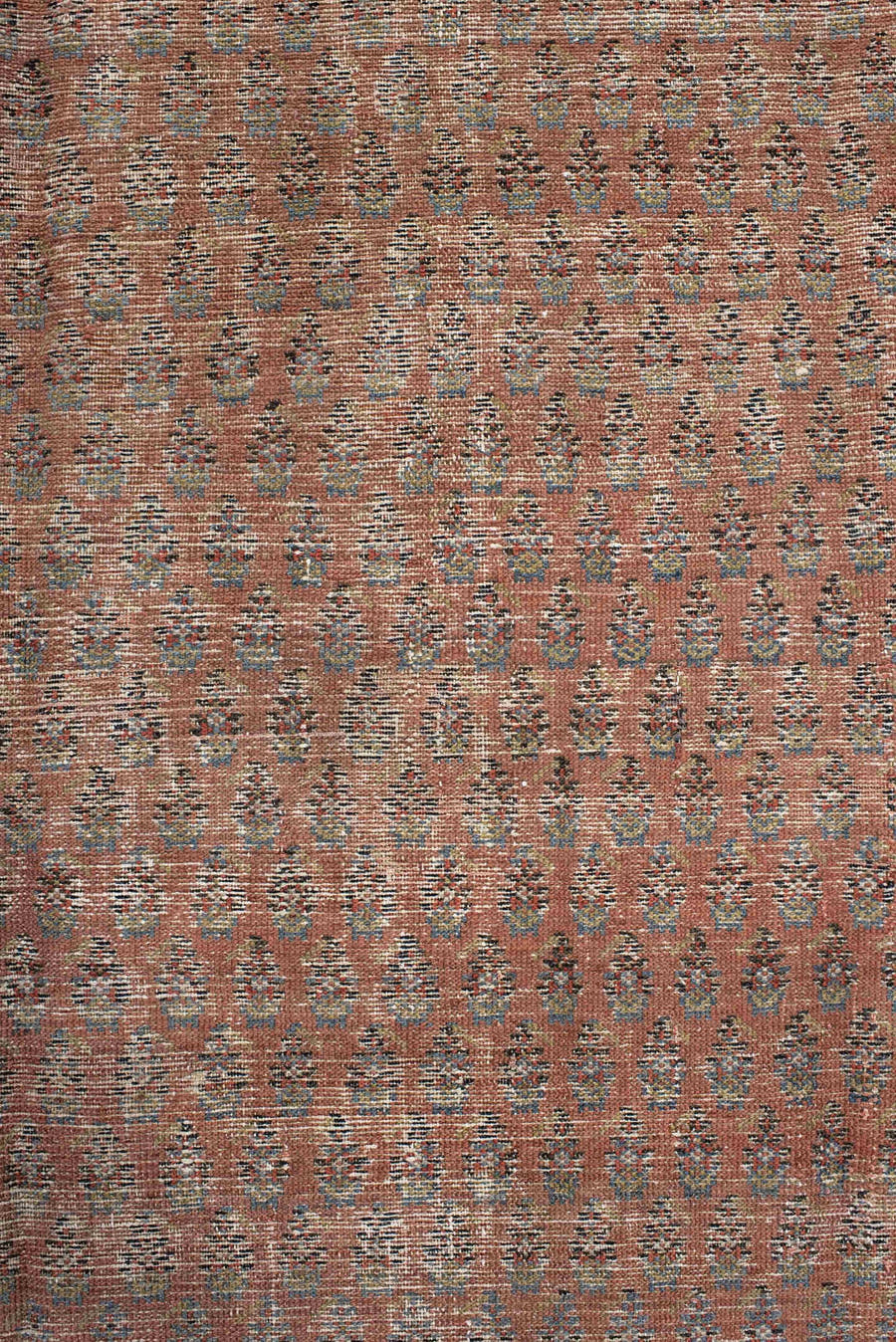 5' x 12' one-of-a-kind handmade antique Malayer rug. Color palette: rust, ivory, slate, taupe, terra cotta, charcoal, brown