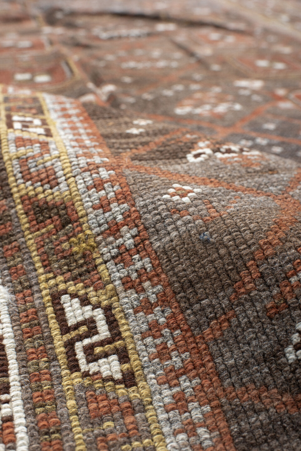 6' x 12' one-of-a-kind handmade antique NW Persian large size rug. Color palette: brown, rust, ivory, charcoal, taupe, camel