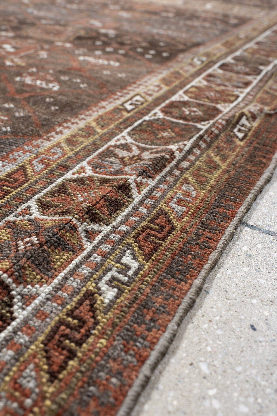 6' x 12' one-of-a-kind handmade antique NW Persian large size rug. Color palette: brown, rust, ivory, charcoal, taupe, camel