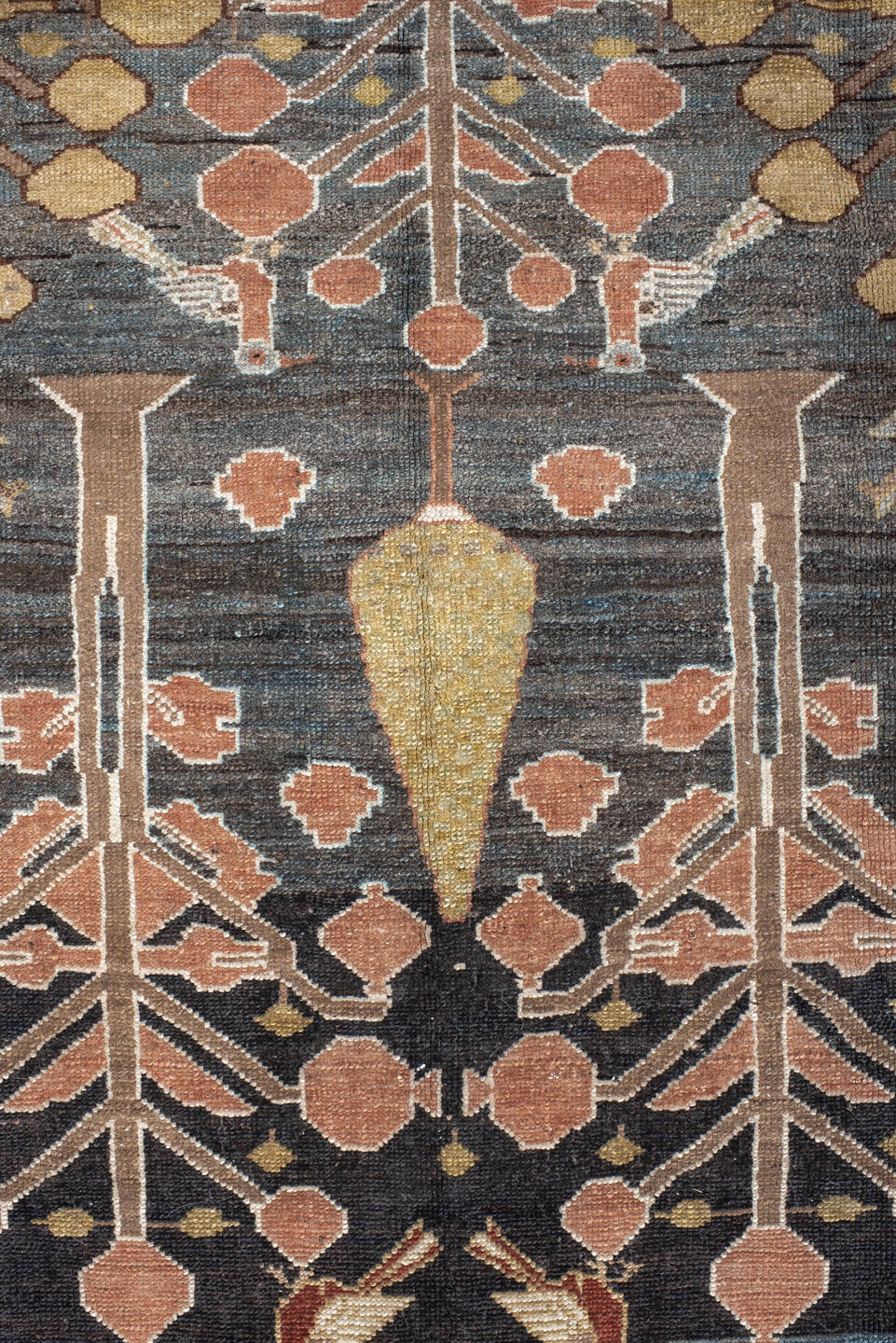 6' x 12' one-of-a-kind handmade vintage Baktiary large size rug. Color palette: brown, dim gray, gray, light gray, off-white