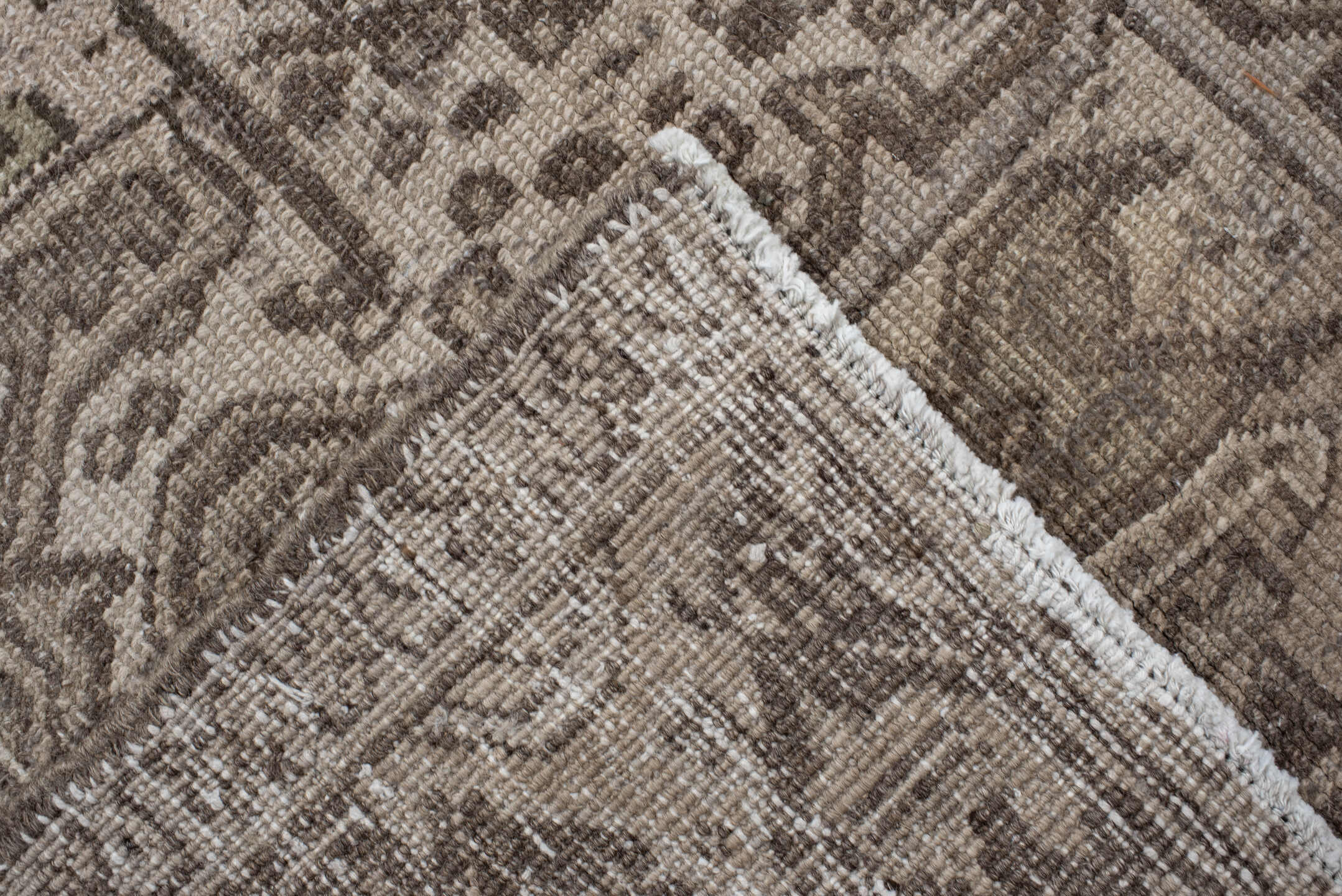 7' x 10' one-of-a-kind handmade antique Heriz large size rug. Color palette: taupe, brown, ivory, charcoal, beige, gray