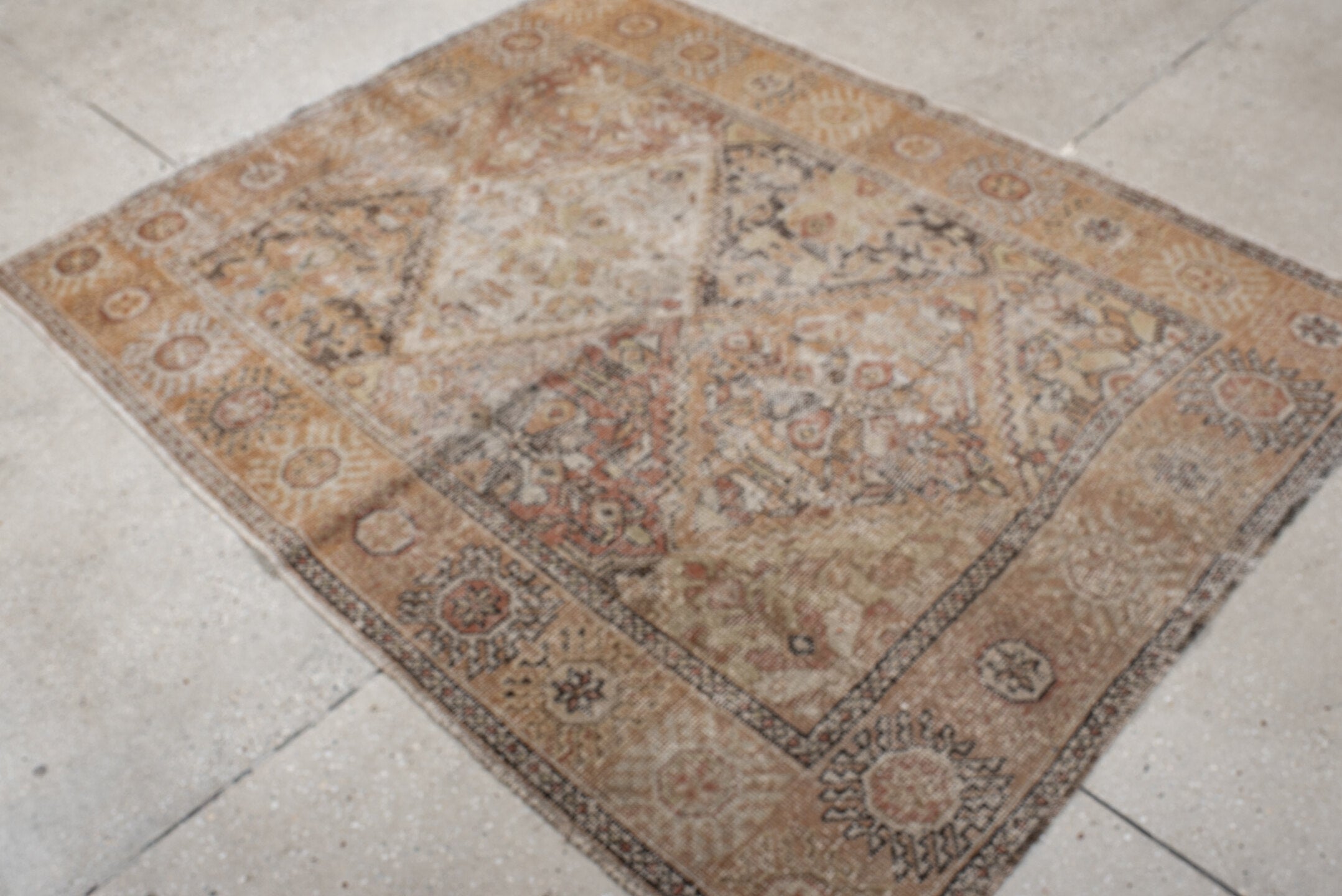 4' x 5' one-of-a-kind handmade vintage Afshar small size rug. Color palette: antiquewhite, brown, gray, light gray
