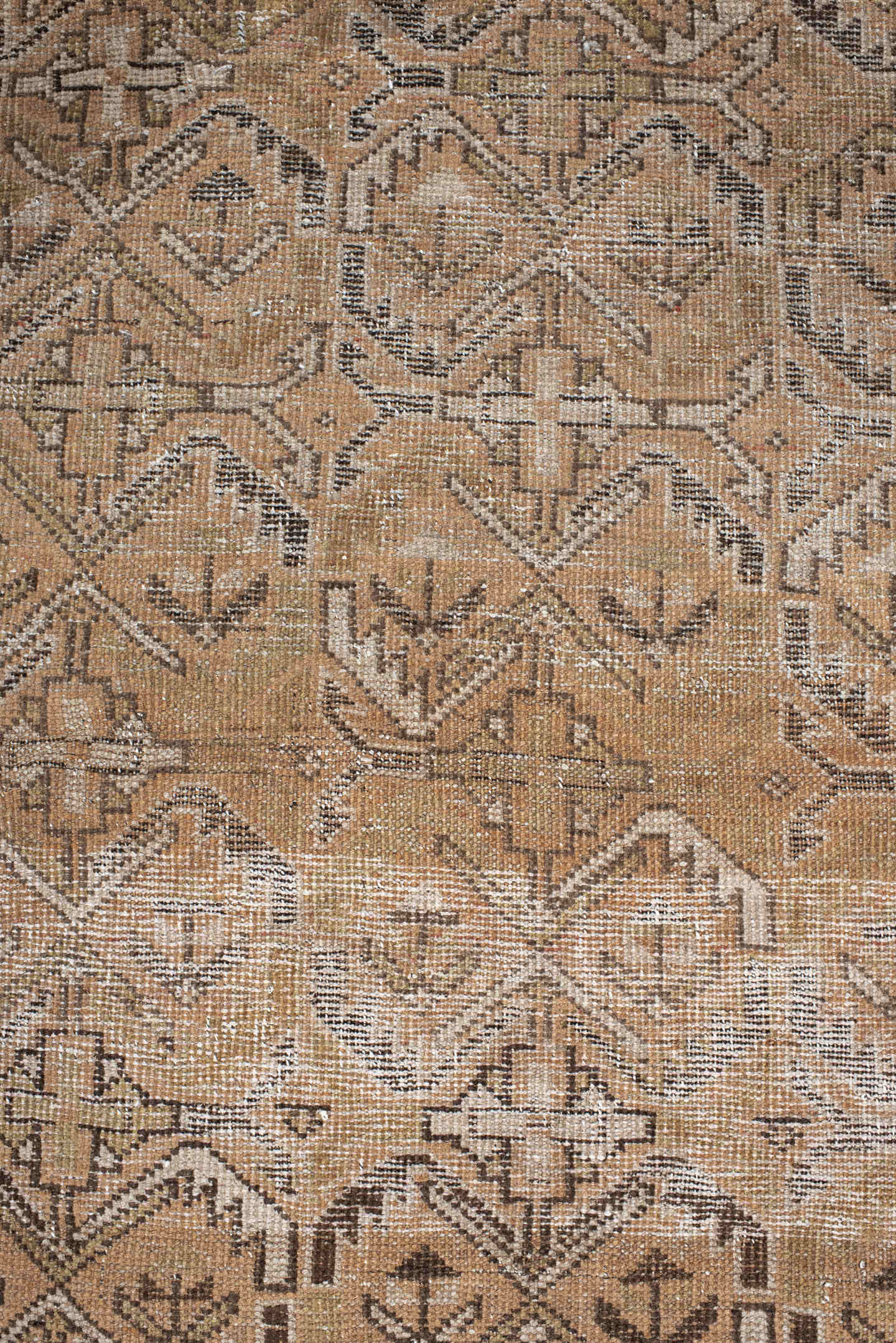 4' x 5' one-of-a-kind handmade vintage Afshar small size rug. Color palette: camel, taupe, ivory, brown, beige, gray